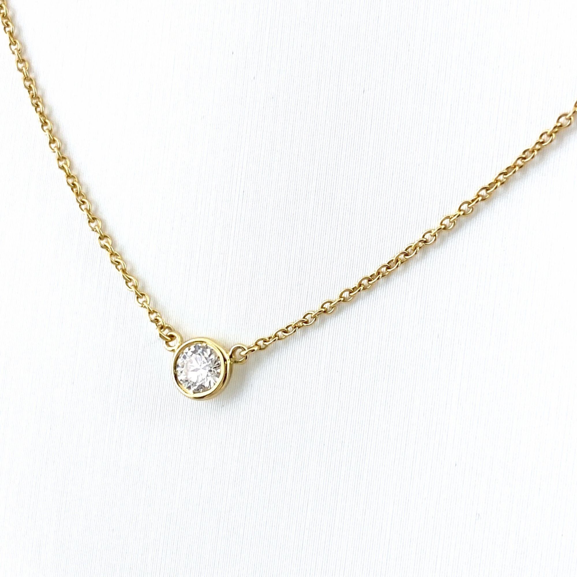 Tiffany & Co. By the Yard Necklace, Yellow Gold Pendant, Elsa Peretti 750 Diamond Women's