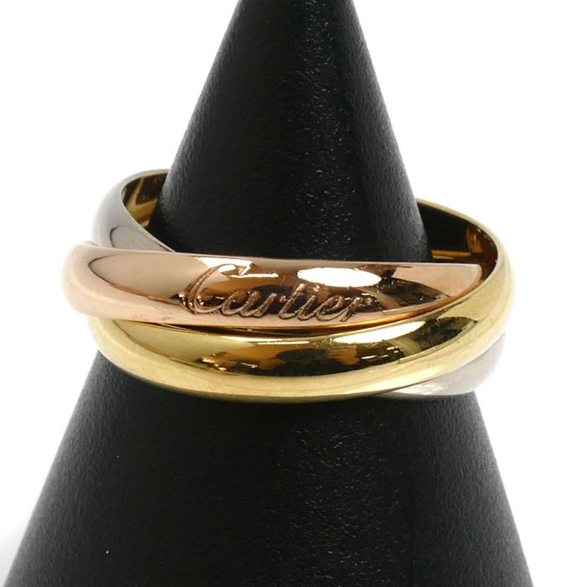 CARTIER Cartier 18K Yellow Gold, PG, and WG Trinity Ring, B4234200, Size 54, 7.5g, Women's