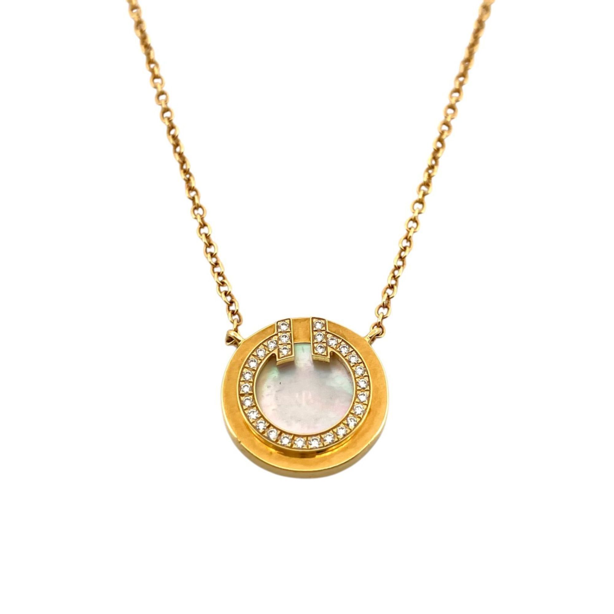 TIFFANY & CO Tiffany T TWO Circle Au750 YG Diamond Mother-of-Pearl Necklace