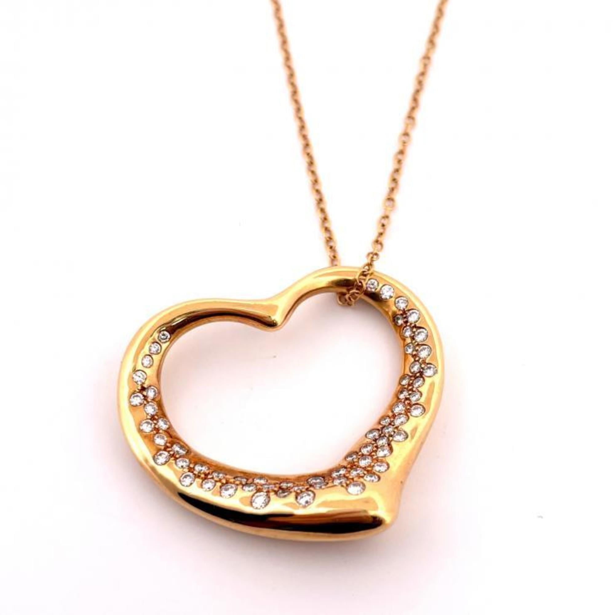 Tiffany & Co. Open Heart Large 750YG Diamond Elsa Peretti Necklace