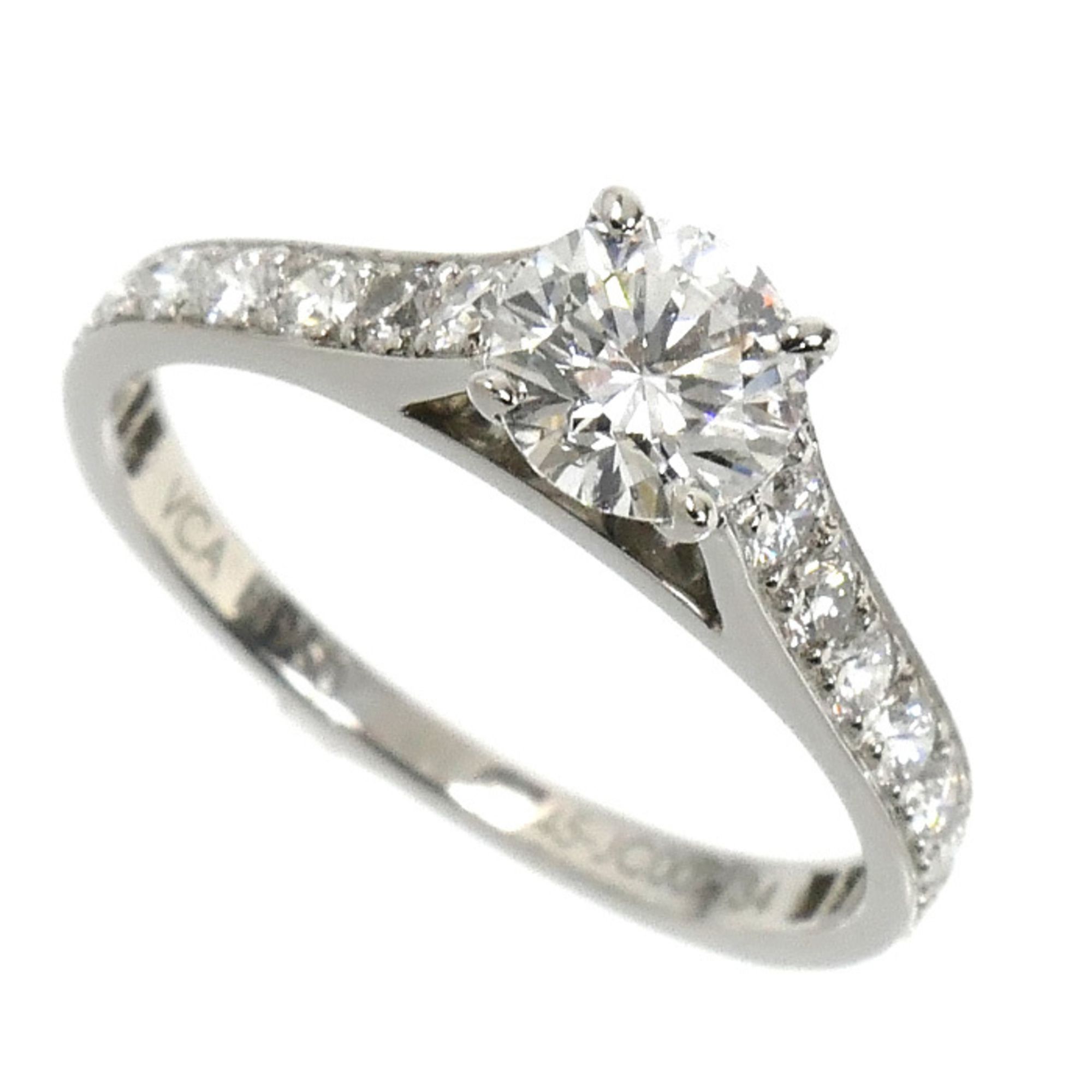 Van Cleef & Arpels Pt950 Platinum Romance Solitaire Ring VCARG41700, 0.40ct Diamond, 45mm, 1.9g, Wom