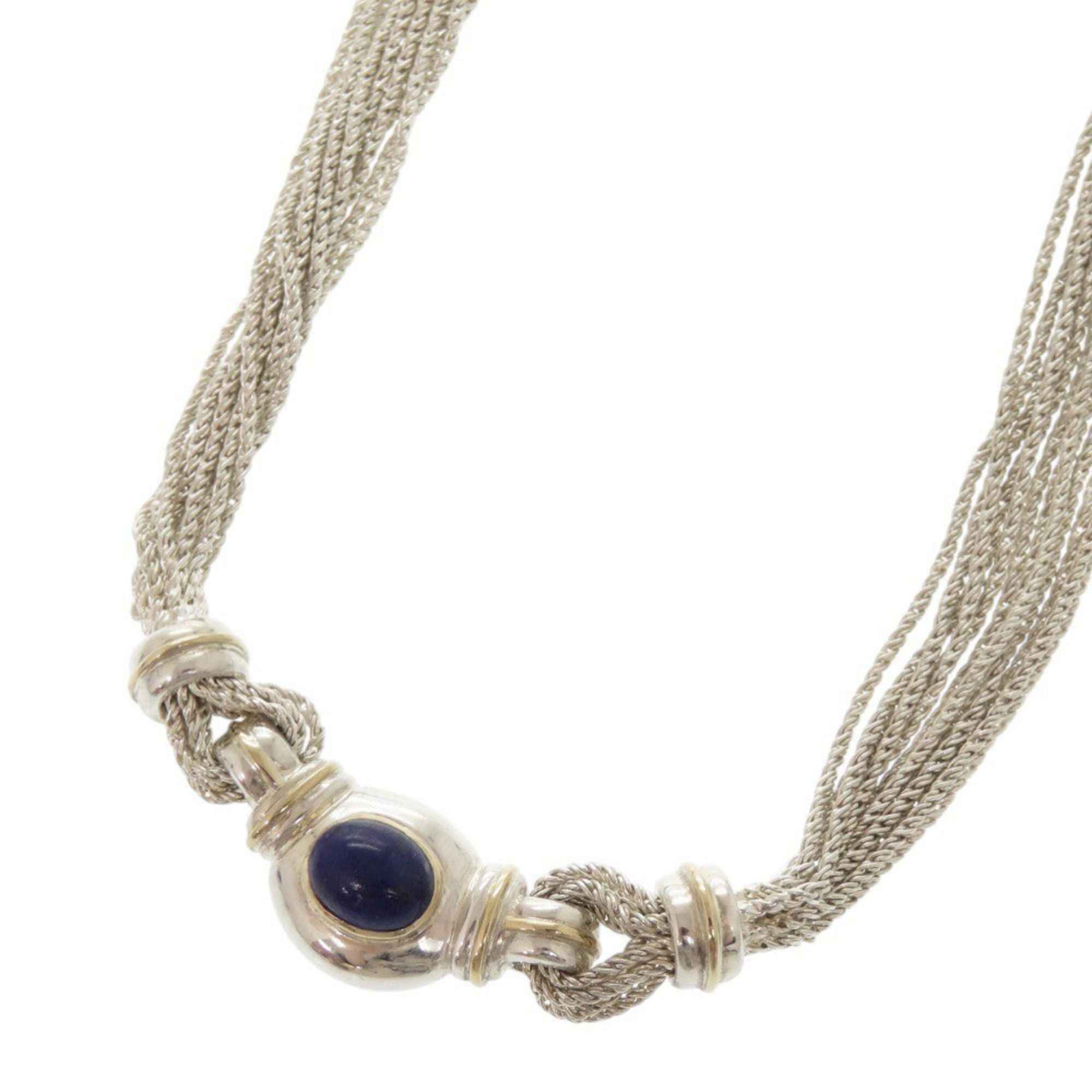 Tiffany & Co. Vintage Multi-Strand 925 Sterling Silver Necklace with Lapis Lazuli, 18K Yellow Gold,