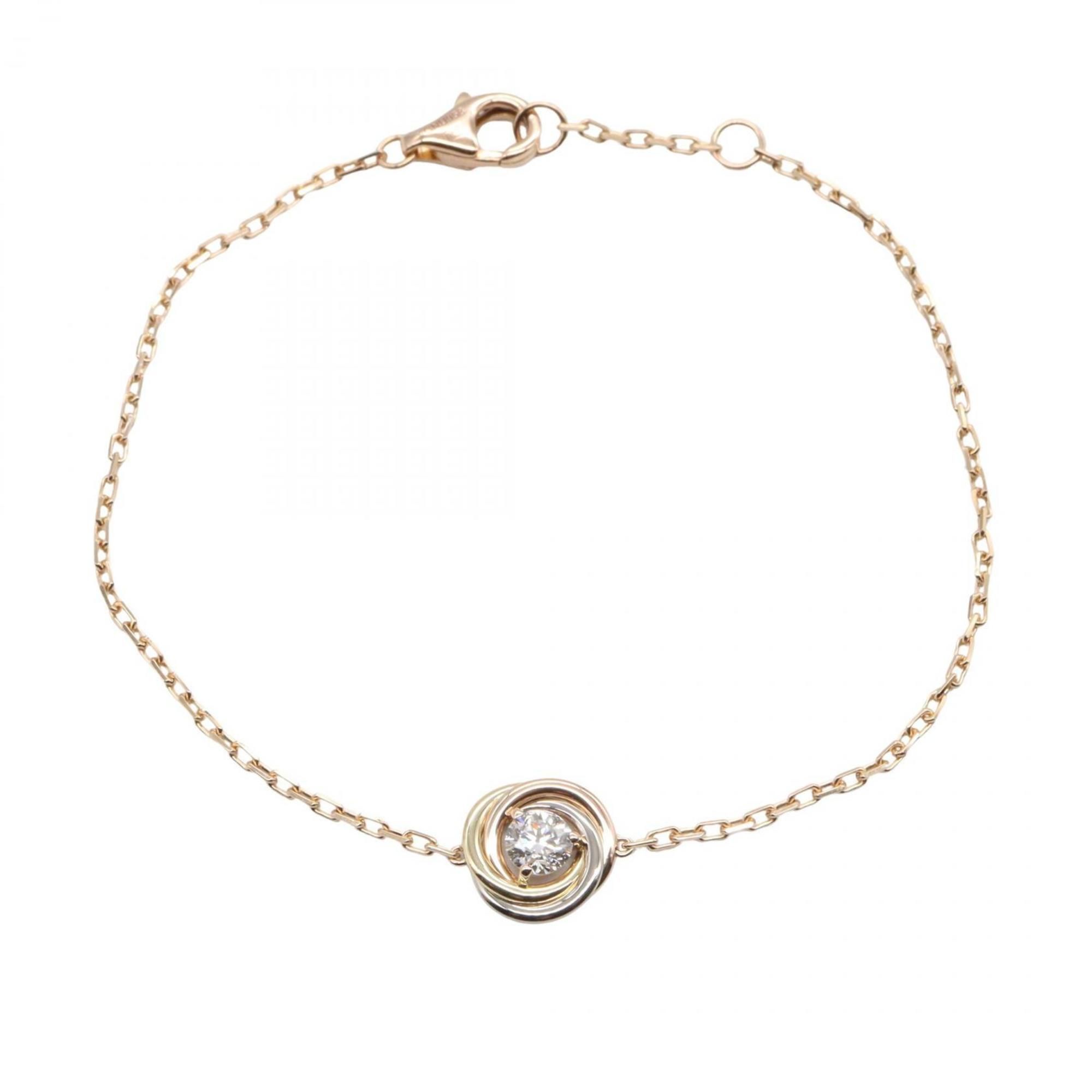 Cartier Trinity Bracelet (1PD) in 18K Yellow Gold, White or Pink Gold with Diamonds. Available and S