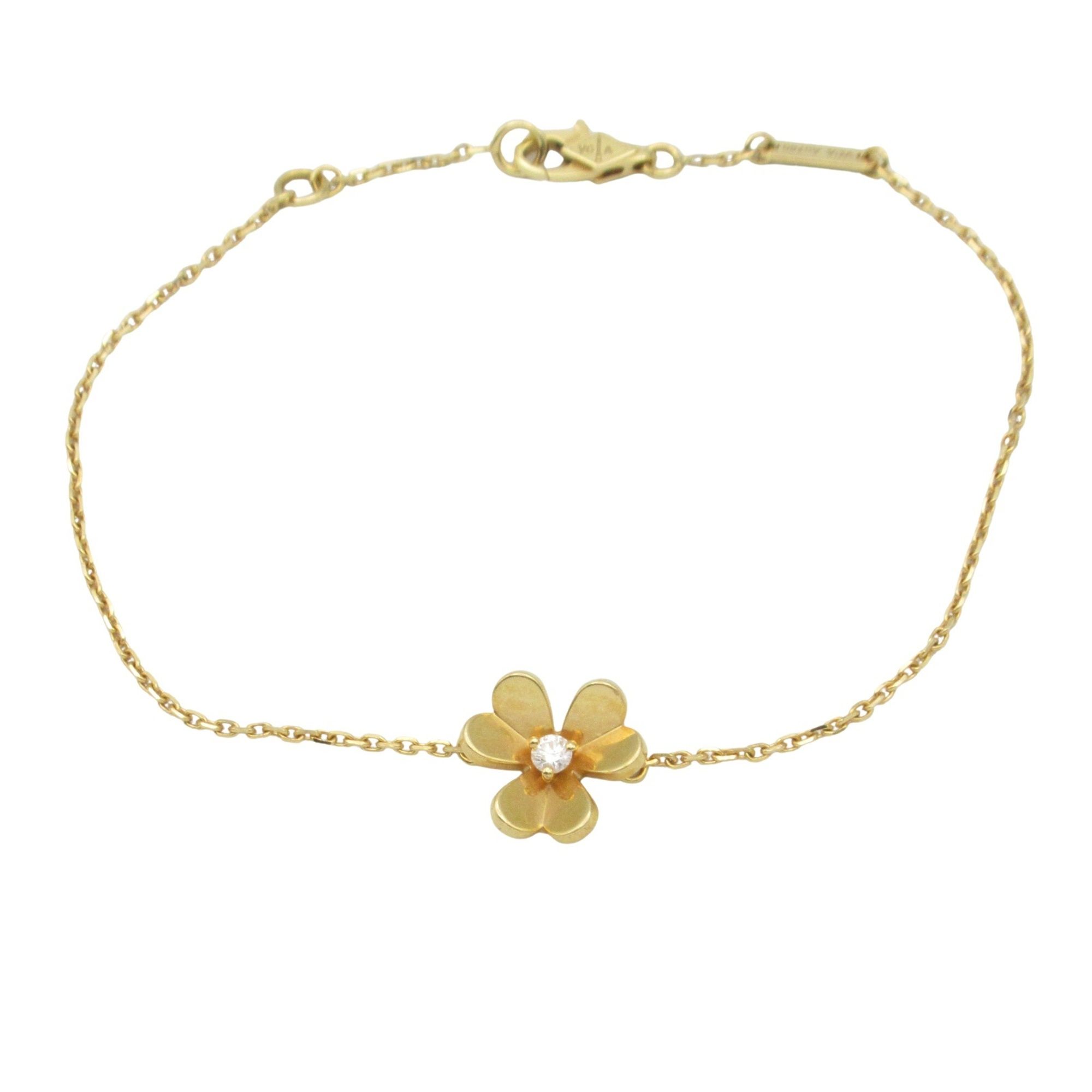 Van Cleef & Arpels Frivole Mini Bracelet (1PD) in 18K Yellow Gold with Diamonds, Clear, Women's, VCA