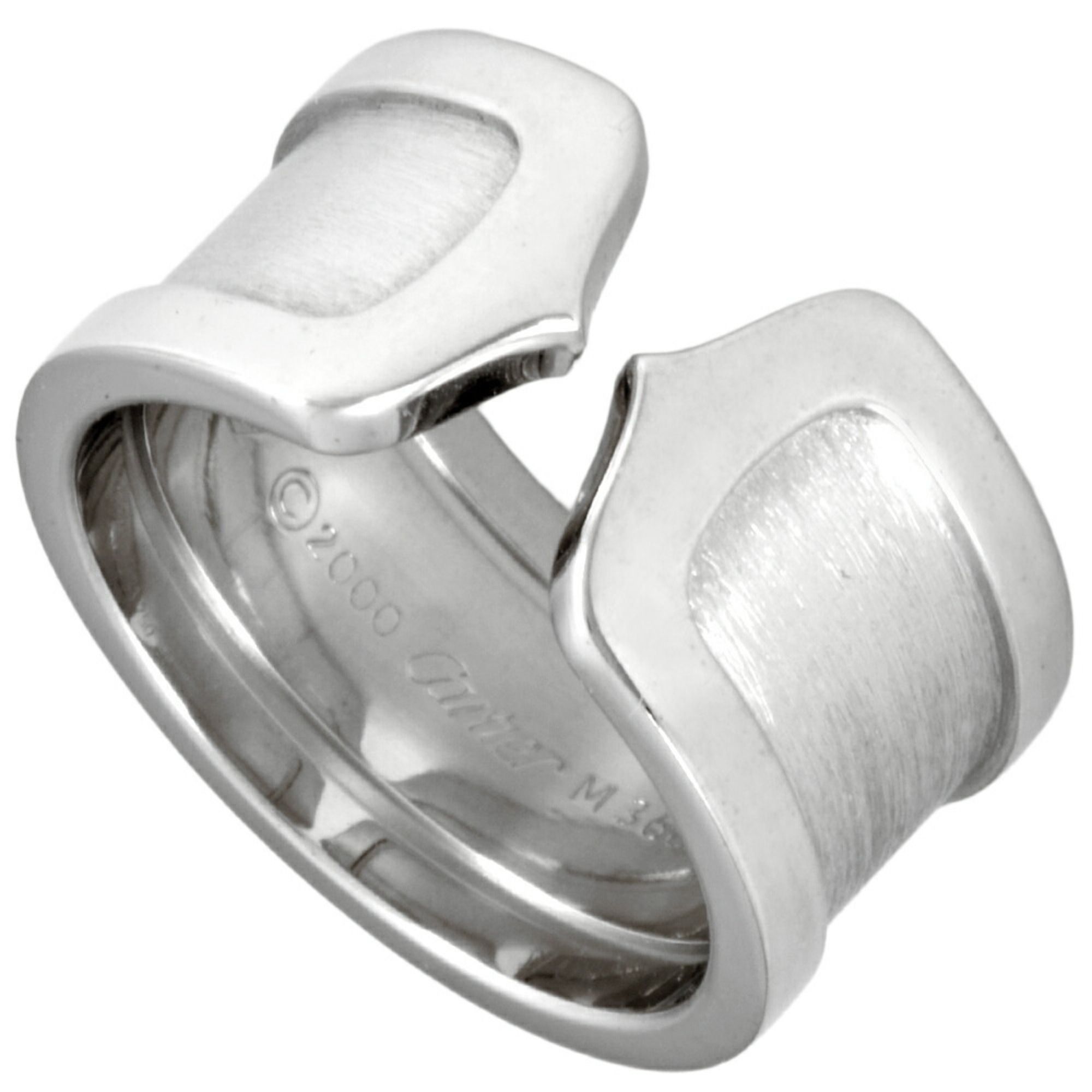 Cartier C2 Ring #50 18KWG 11.2g 2C White Gold Women's
