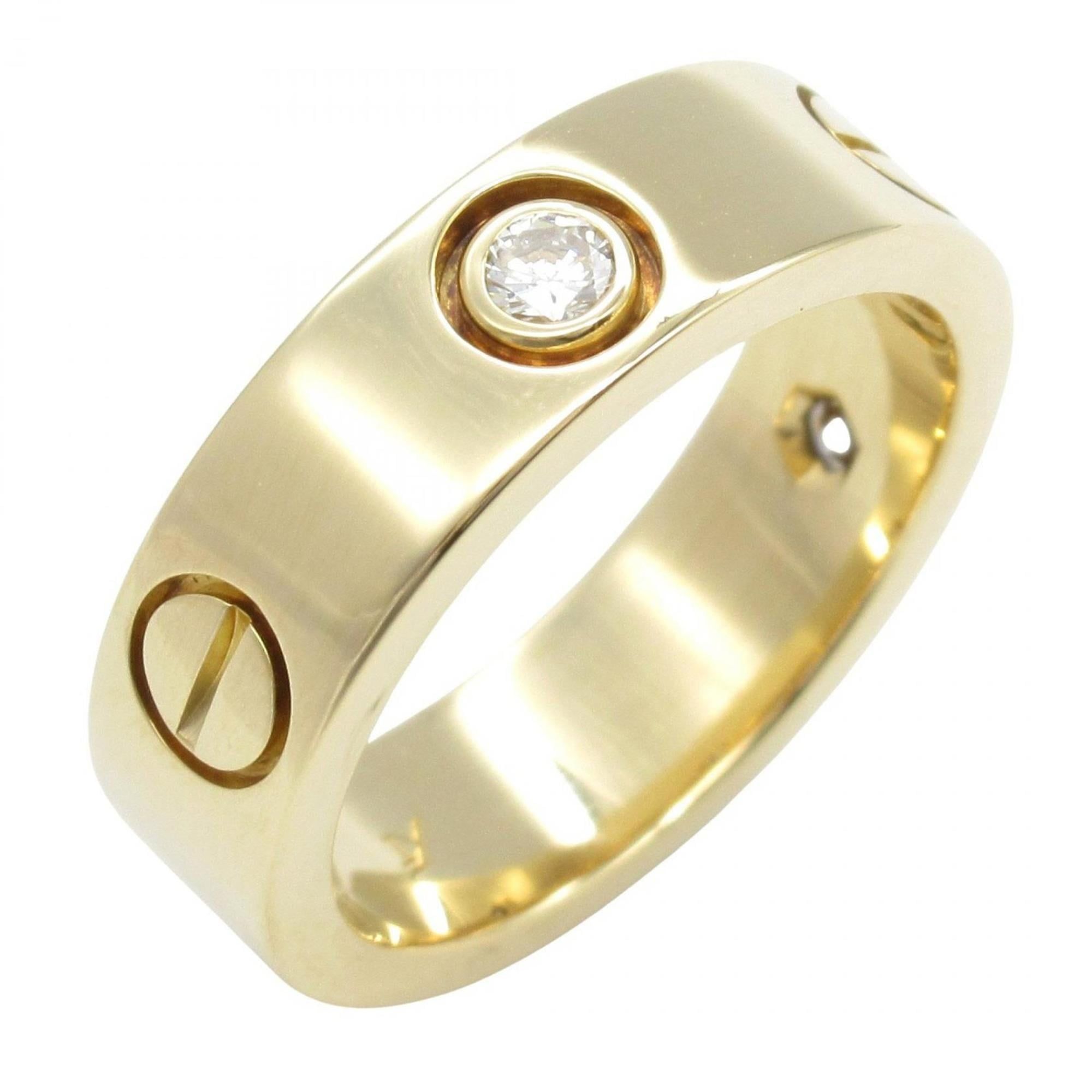 Cartier Love Ring 3PD, 18K Yellow Gold with Diamonds, Men's and Women's, Clear, B4032400
