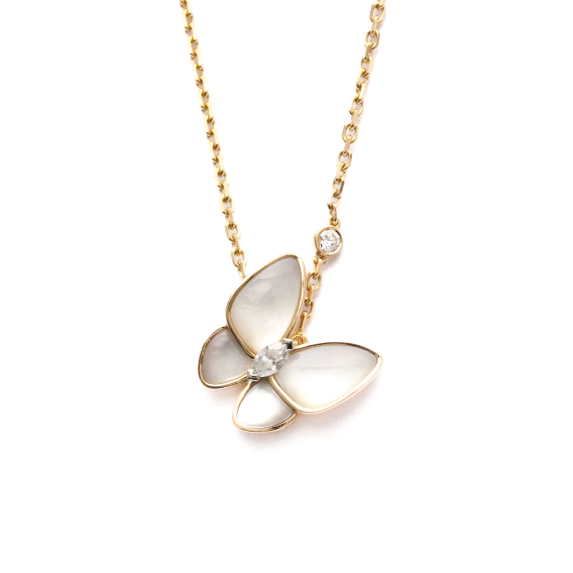 Van Cleef & Arpels De Papillon Diamond Necklace Pink Gold (18K) Diamond,Mother Of Pearl Men,Women Fa