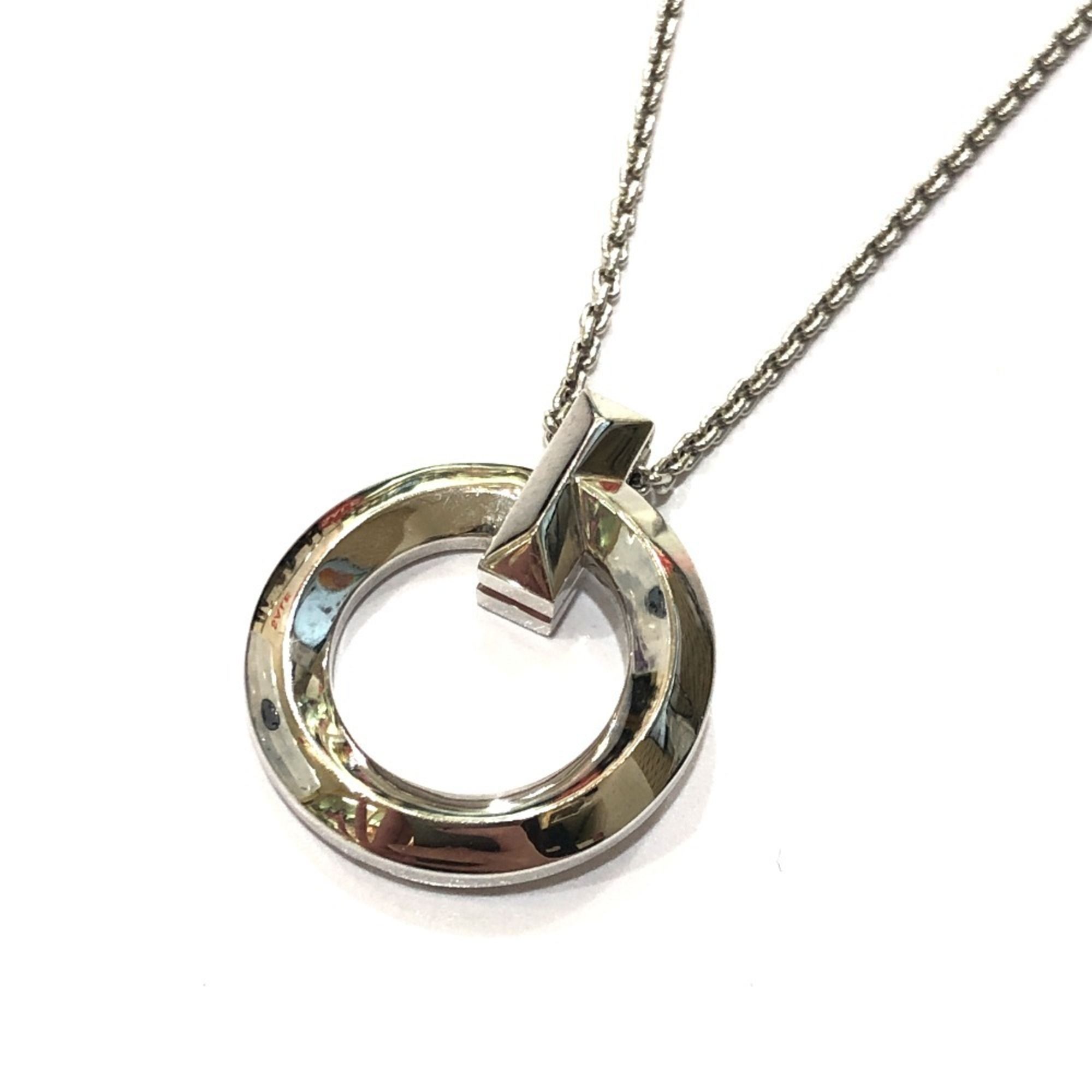 TIFFANY & Co. Tiffany WG750 Gold T-One Circle Pendant Chain Necklace, Accessory, Jewelry, Au750, Wom