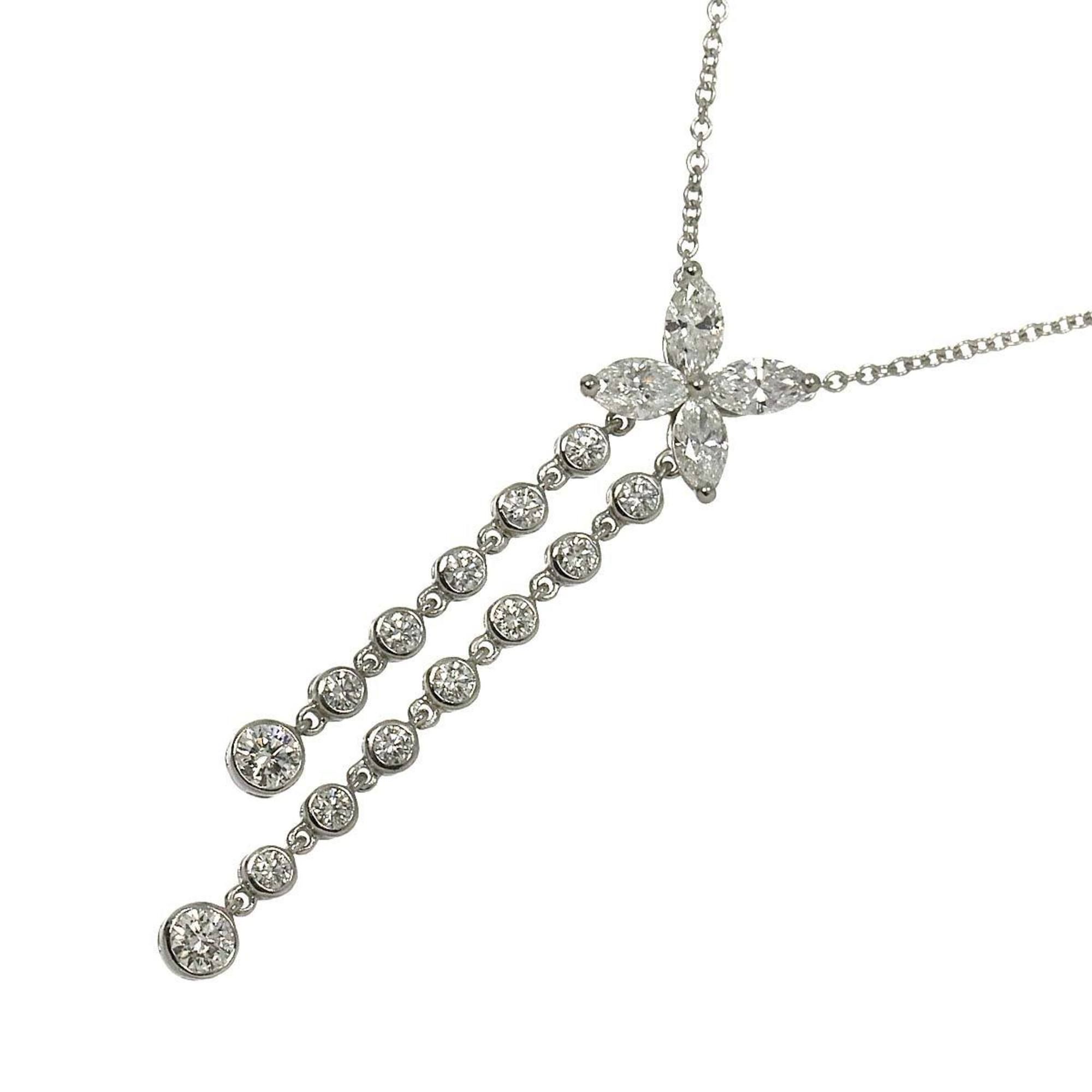 Tiffany & Co. Victoria Double Drop Diamond Necklace, 40cm, Platinum, Flower Necklace