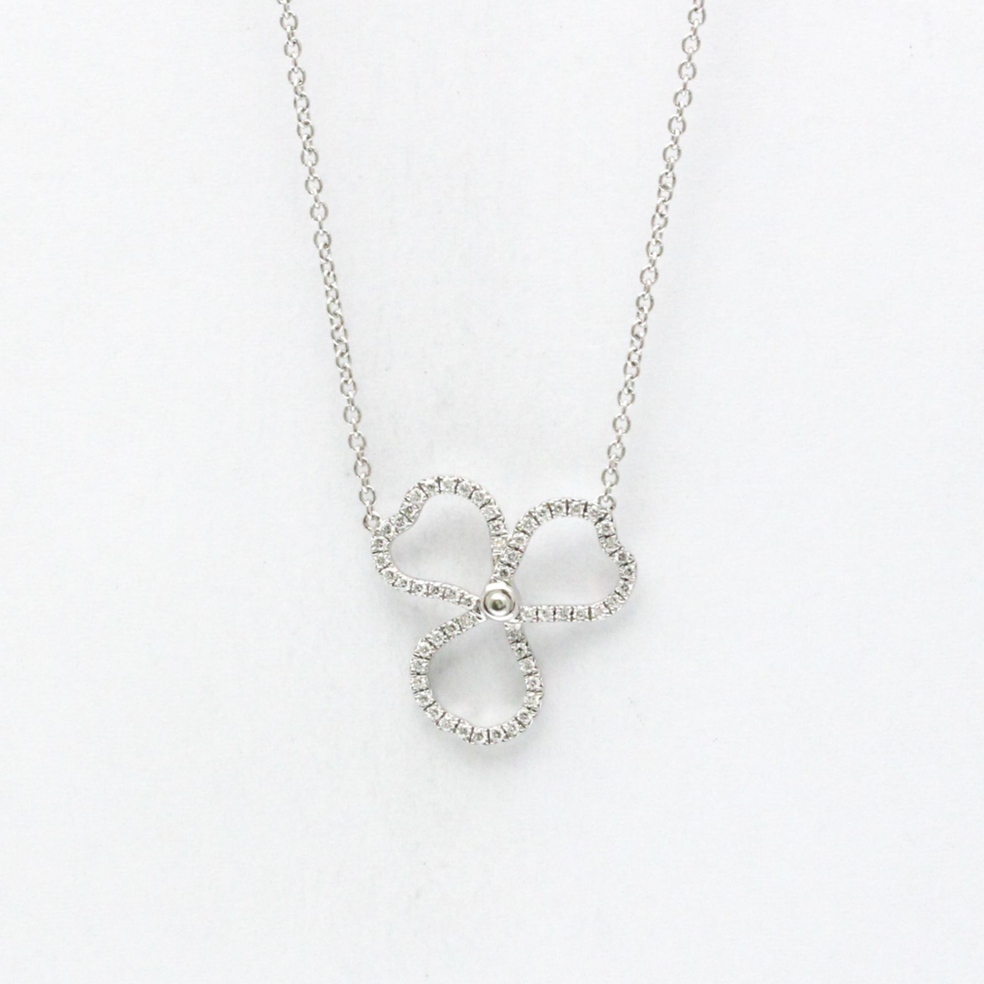 Tiffany Open Paper Flower Necklace Platinum Diamond Women,Men Fashion Pendant Necklace (Silver)