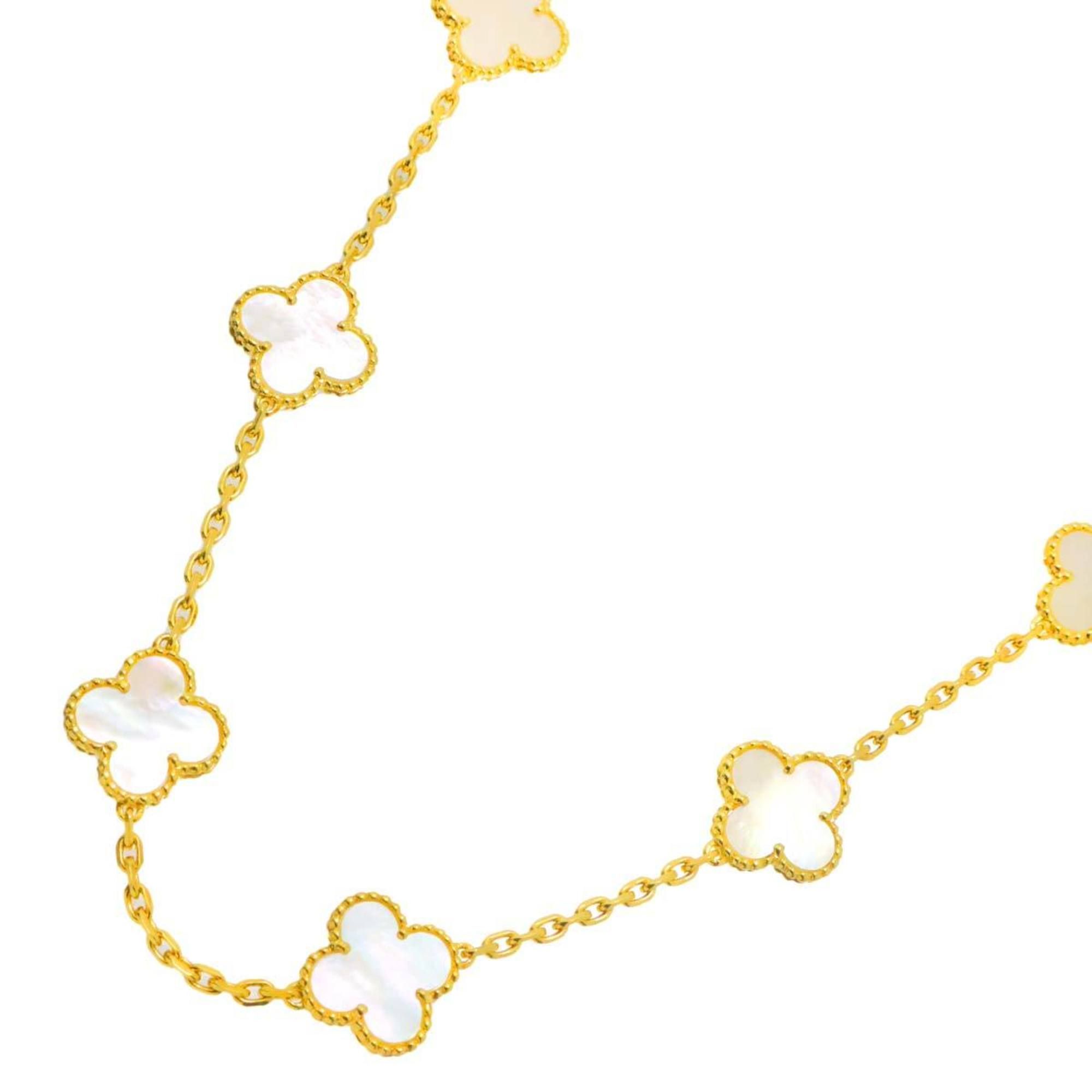 Van Cleef & Arpels Alhambra Shell Necklace, 10 pieces, 42cm, 18K Yellow Gold, 750