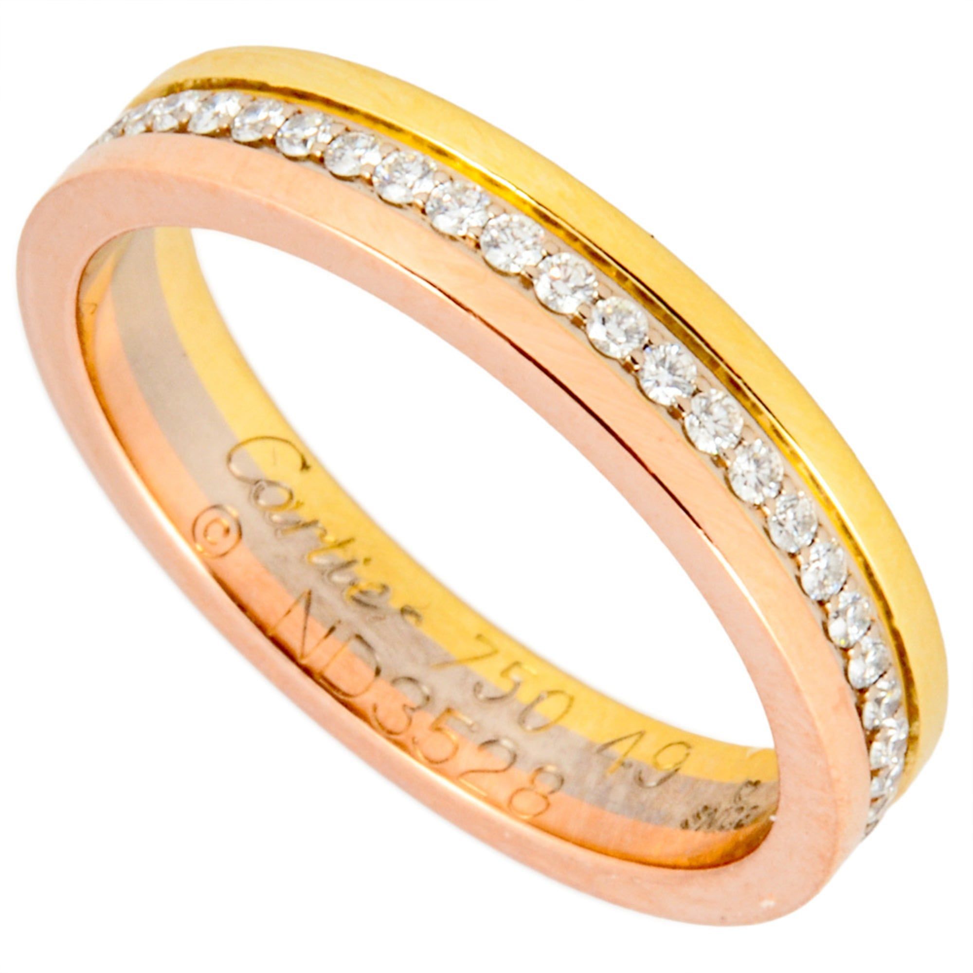 Cartier Vendôme Three-Tone Ring, Diamond #49, 18K, 3.8g