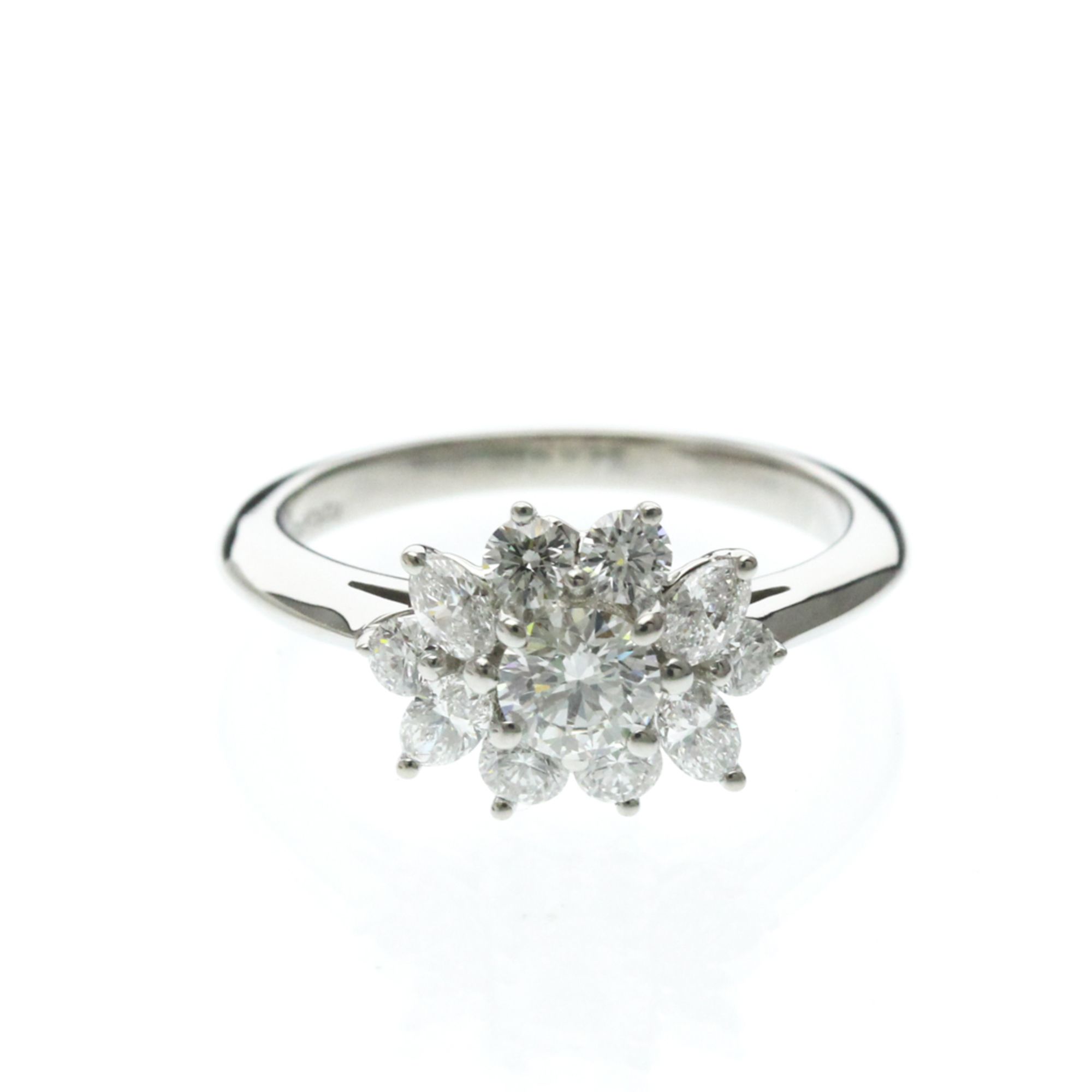 Tiffany Flower Diamond Ring Platinum Fashion Diamond Band Ring Silver