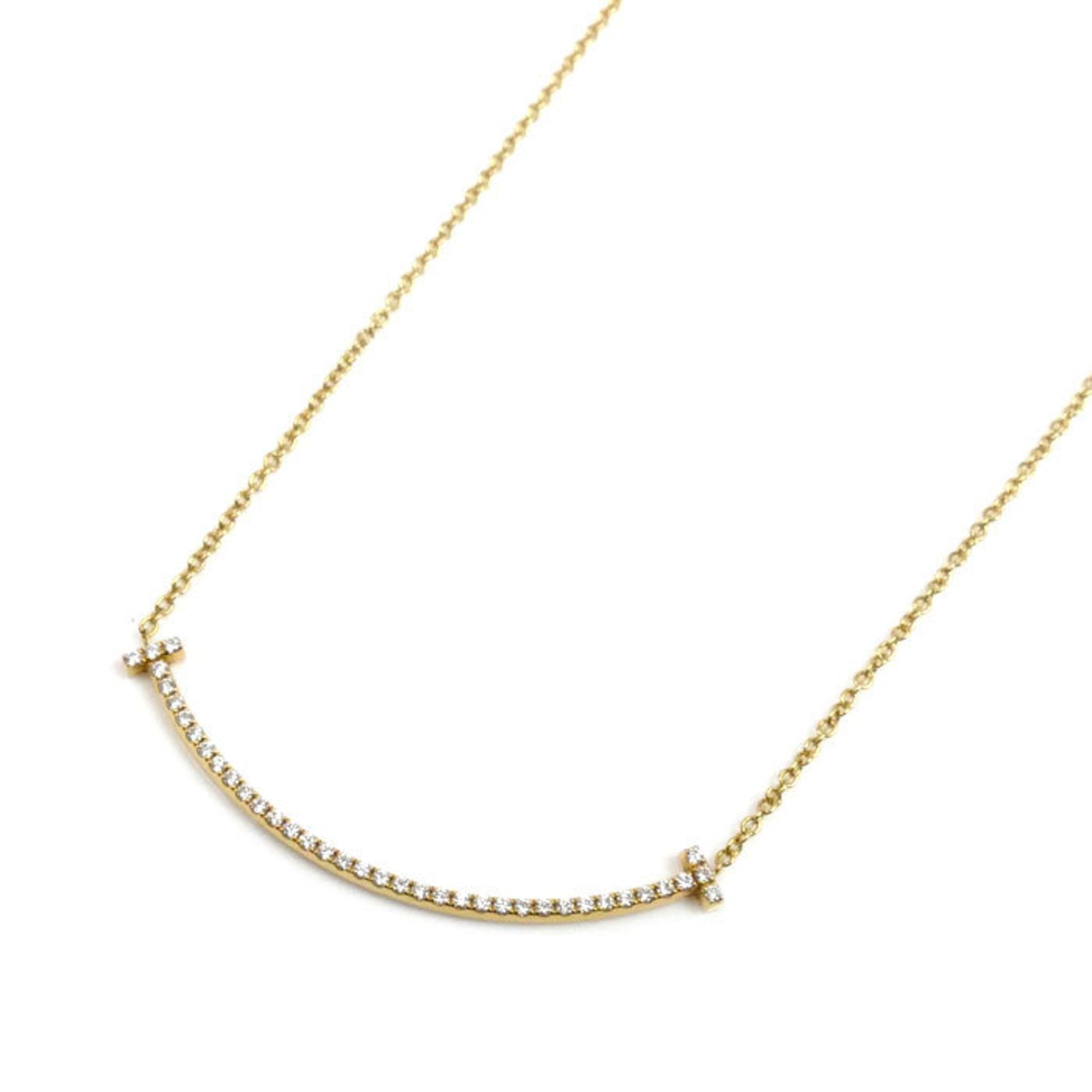TIFFANY & Co. Tiffany 18K Yellow Gold T Smile Diamond Small Necklace 63058777, 2.2g Diamond, 40cm, W