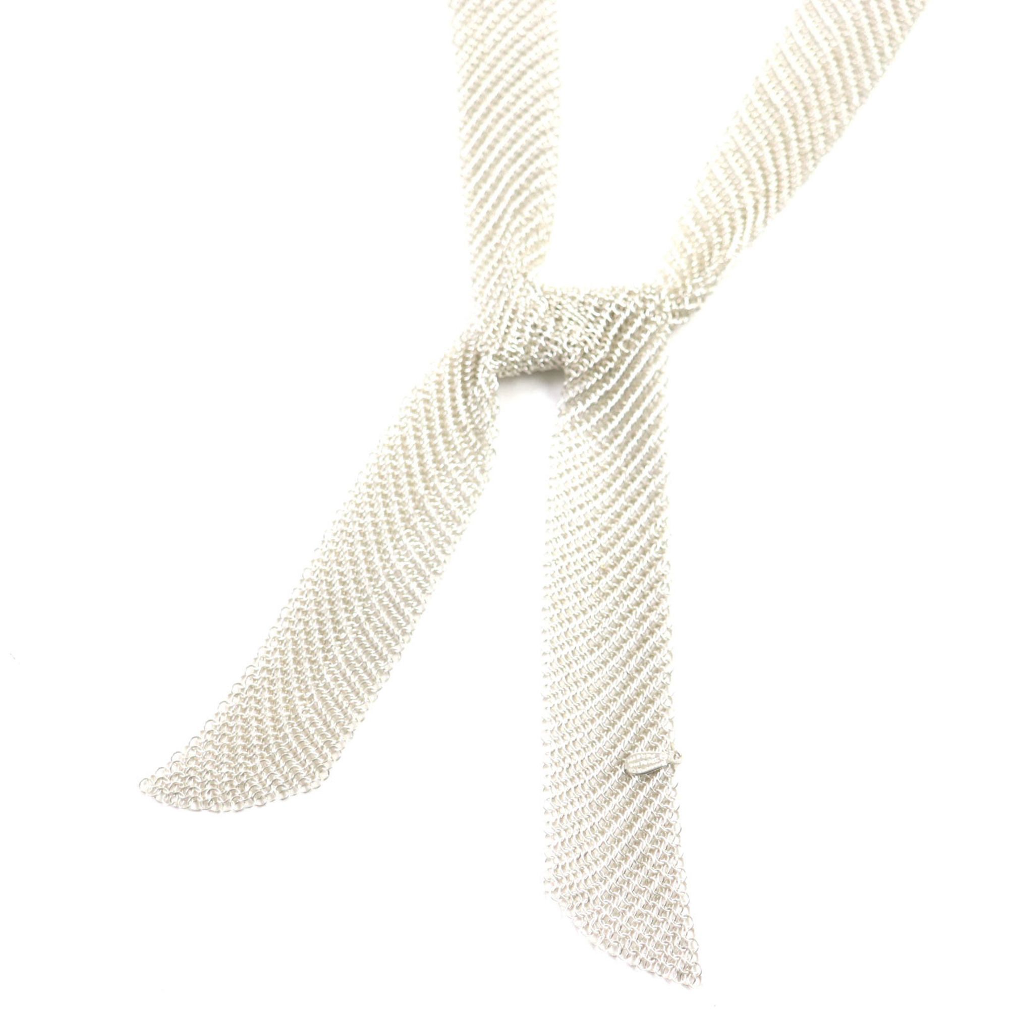 TIFFANY & Co. Vintage Old Tiffany Mesh Scarf Necklace, SV925 Silver, with Dust Bag, Weight 103.7g, M
