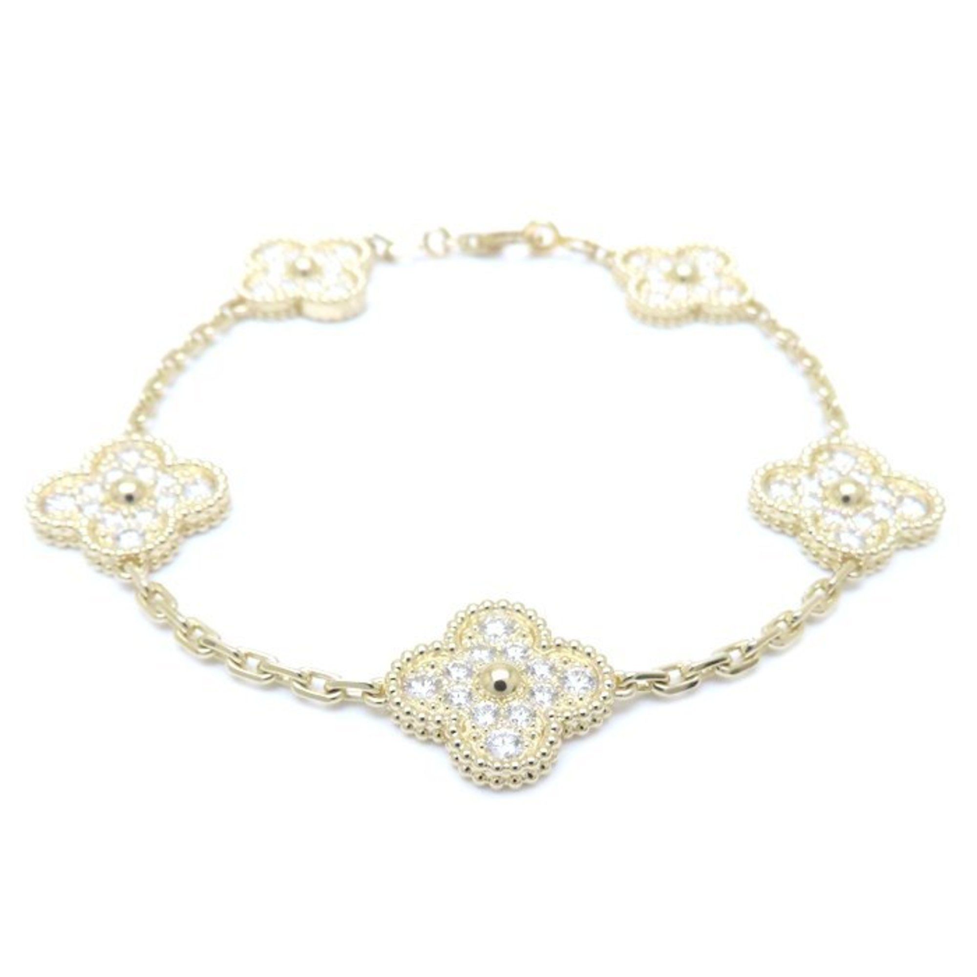 Van Cleef & Arpels Vintage Alhambra Bracelet with 5 Diamond Motifs in 18K White Gold for Women (VCAR