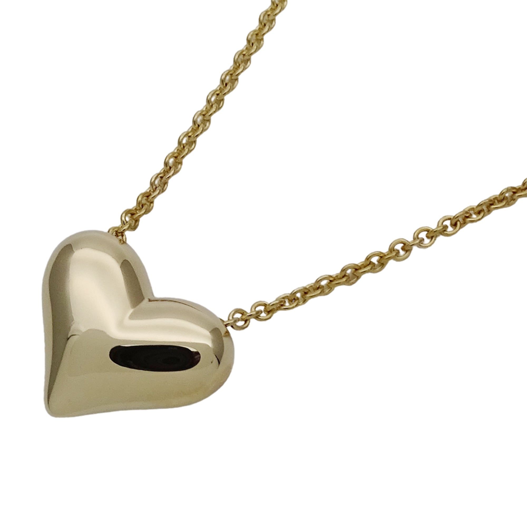 Tiffany & Co. Women's Pinched Heart Pendant Necklace in 750YG Yellow Gold, Polished