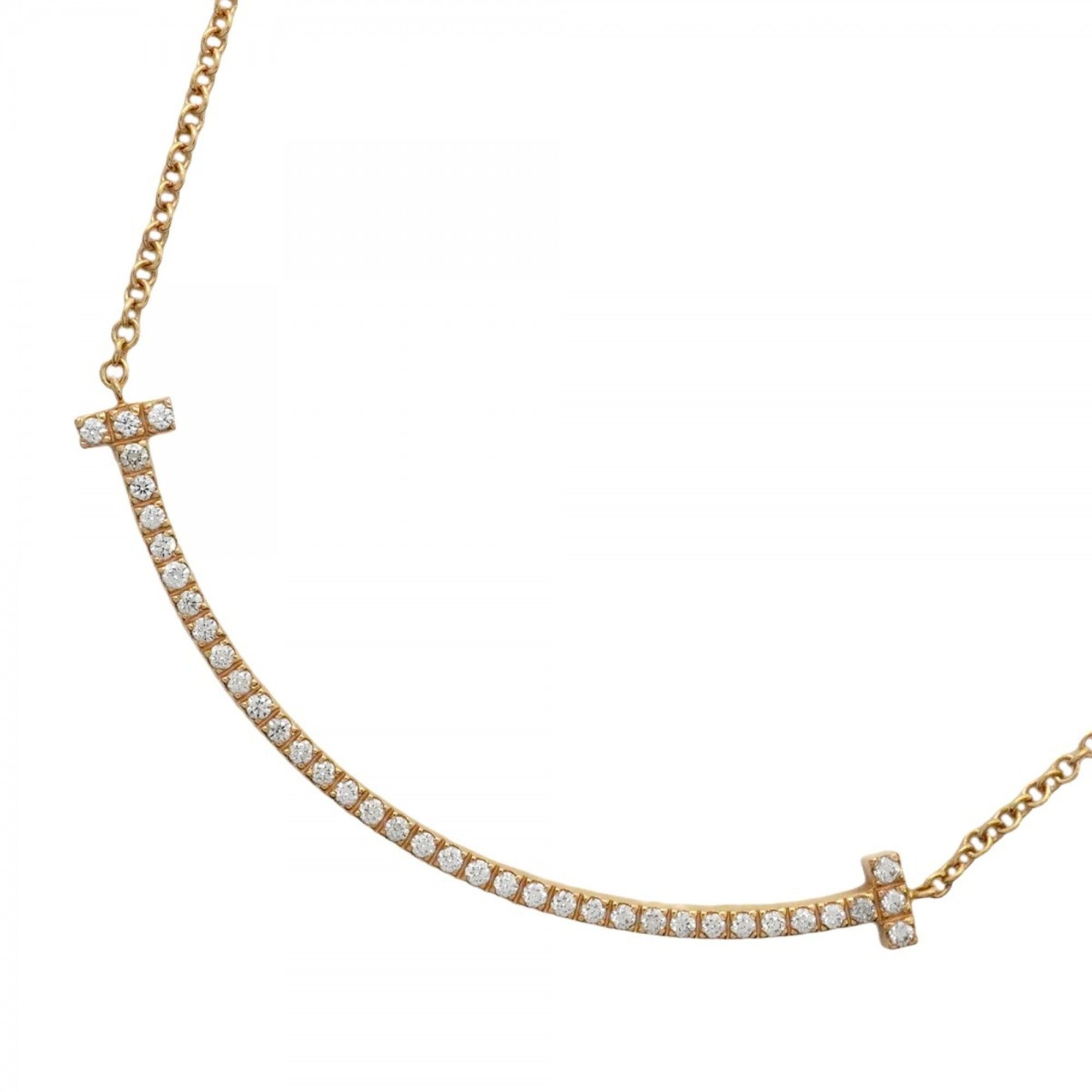 Tiffany T Smile Small Necklace in 18K Pink Gold with Diamonds for Women