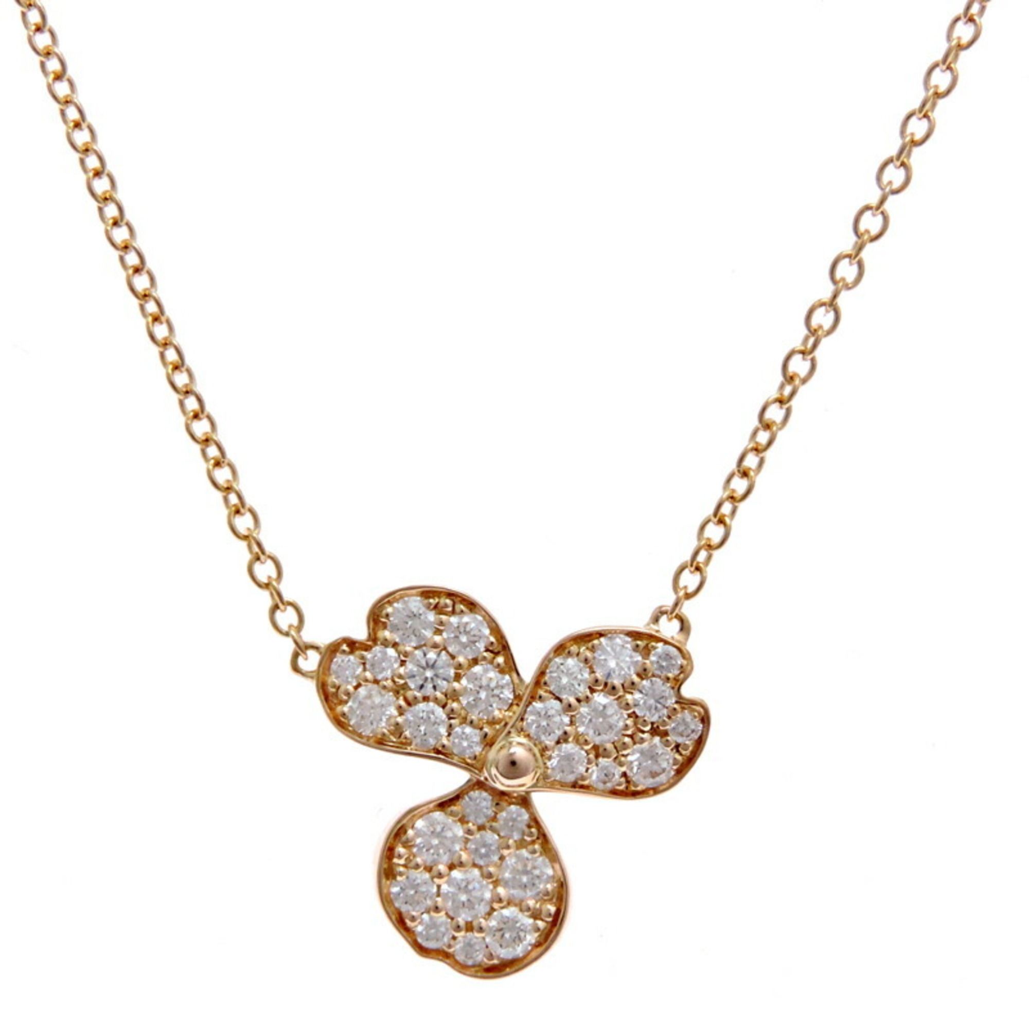 Tiffany Paper Flower Diamond Women's Necklace in 750 Pink Gold