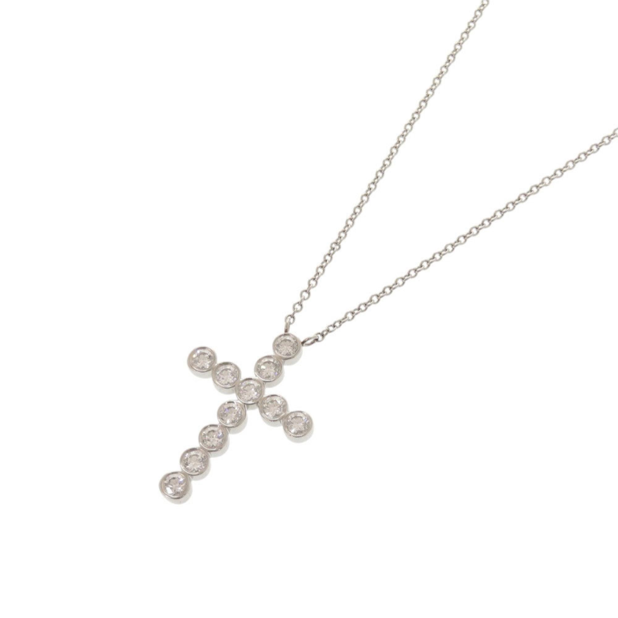 Excellent condition Tiffany Jazz Cross Pt950 platinum diamond necklace jewelry 0230