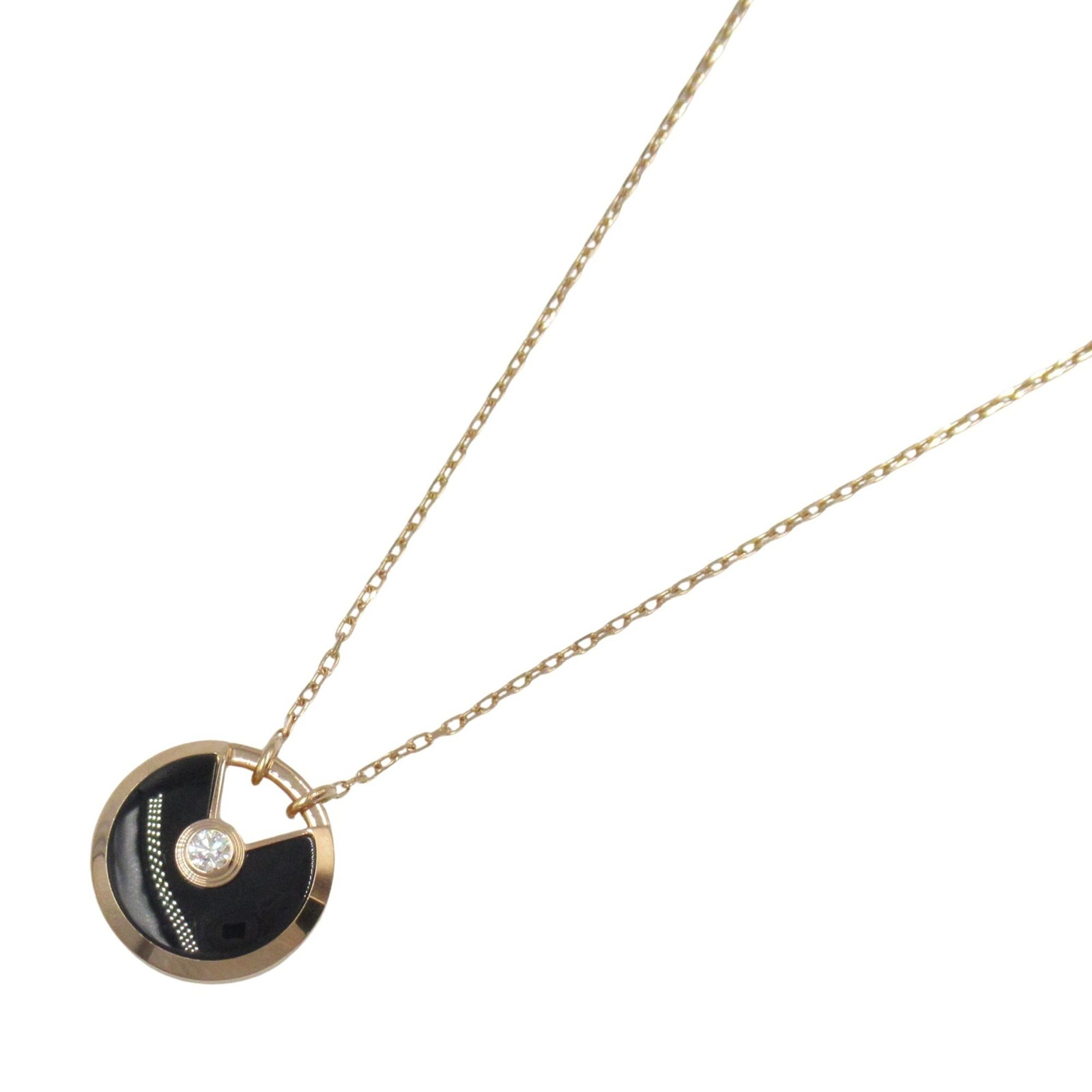Cartier Onyx Amulet Necklace in 18K Pink Gold with Diamonds, Clear and Black.