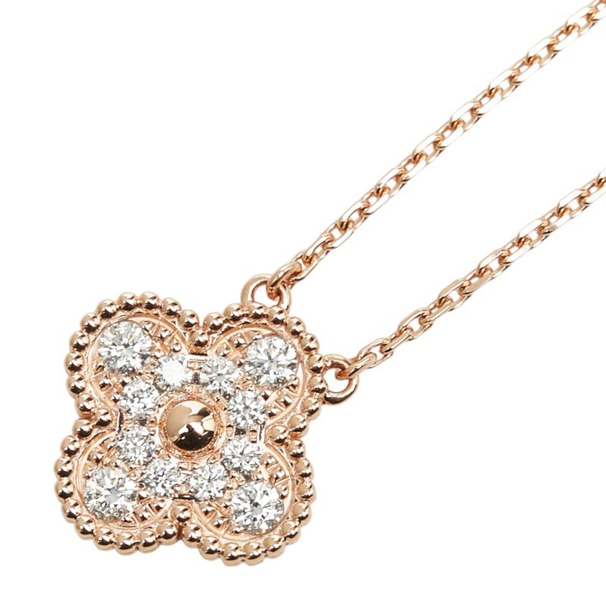 Van Cleef & Arpels VCARP2R300 18KPG Pink Gold 0.48ctmm Vintage Alhambra Necklace for Women