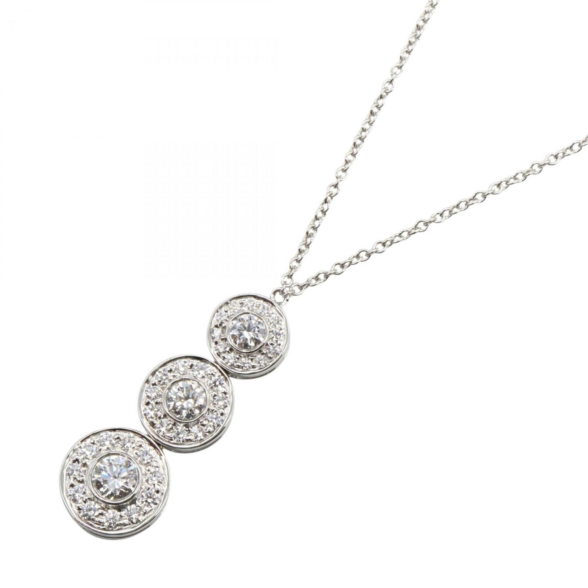 Tiffany & Co. Circlet Triple Drop Diamond Necklace, Pt950 Platinum, Diamond, Women's, Silver, Clear