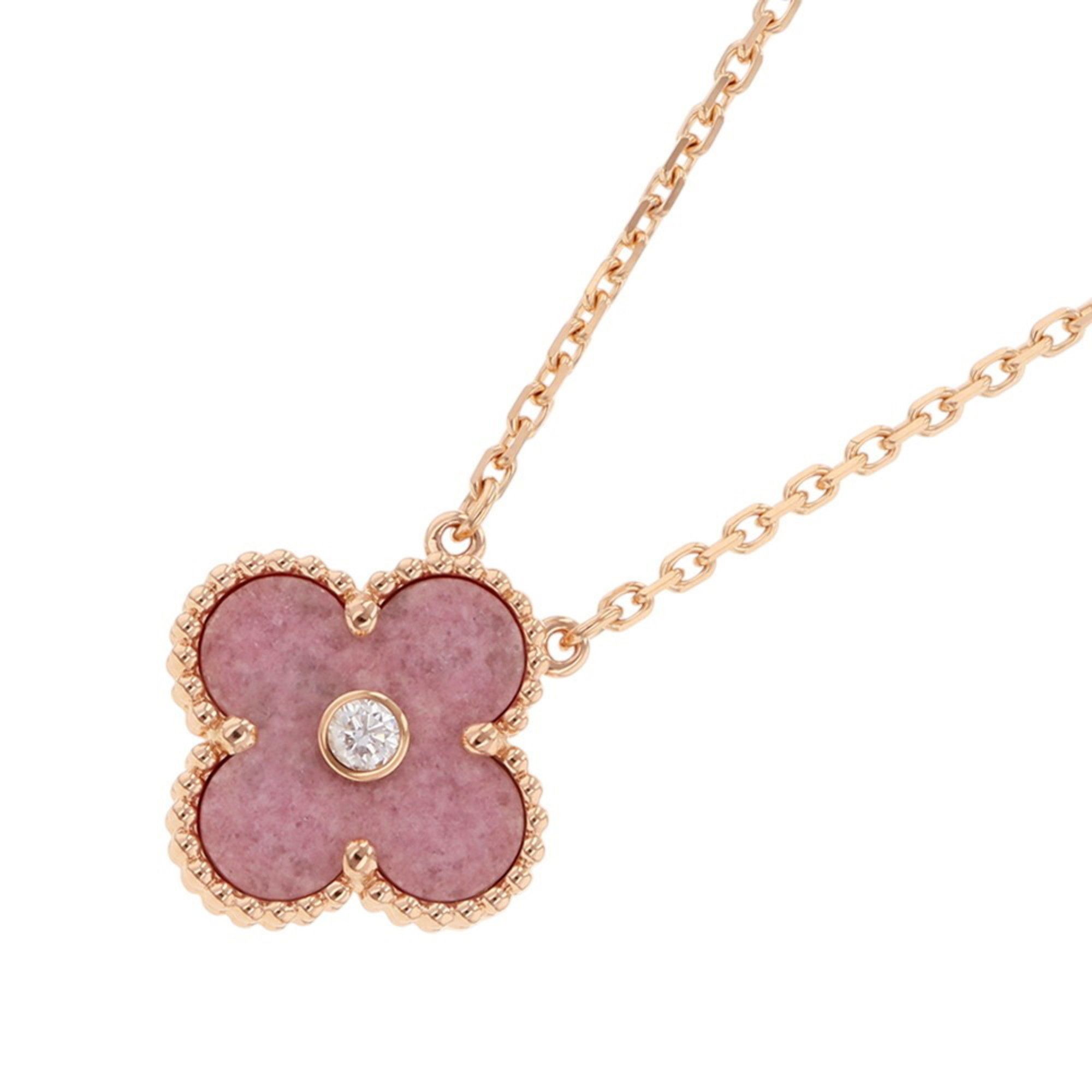 Van Cleef & Arpels Alhambra Necklace with Rhodonite and Diamond, 18K Gold, VCARP7TD00, 2021 Holiday
