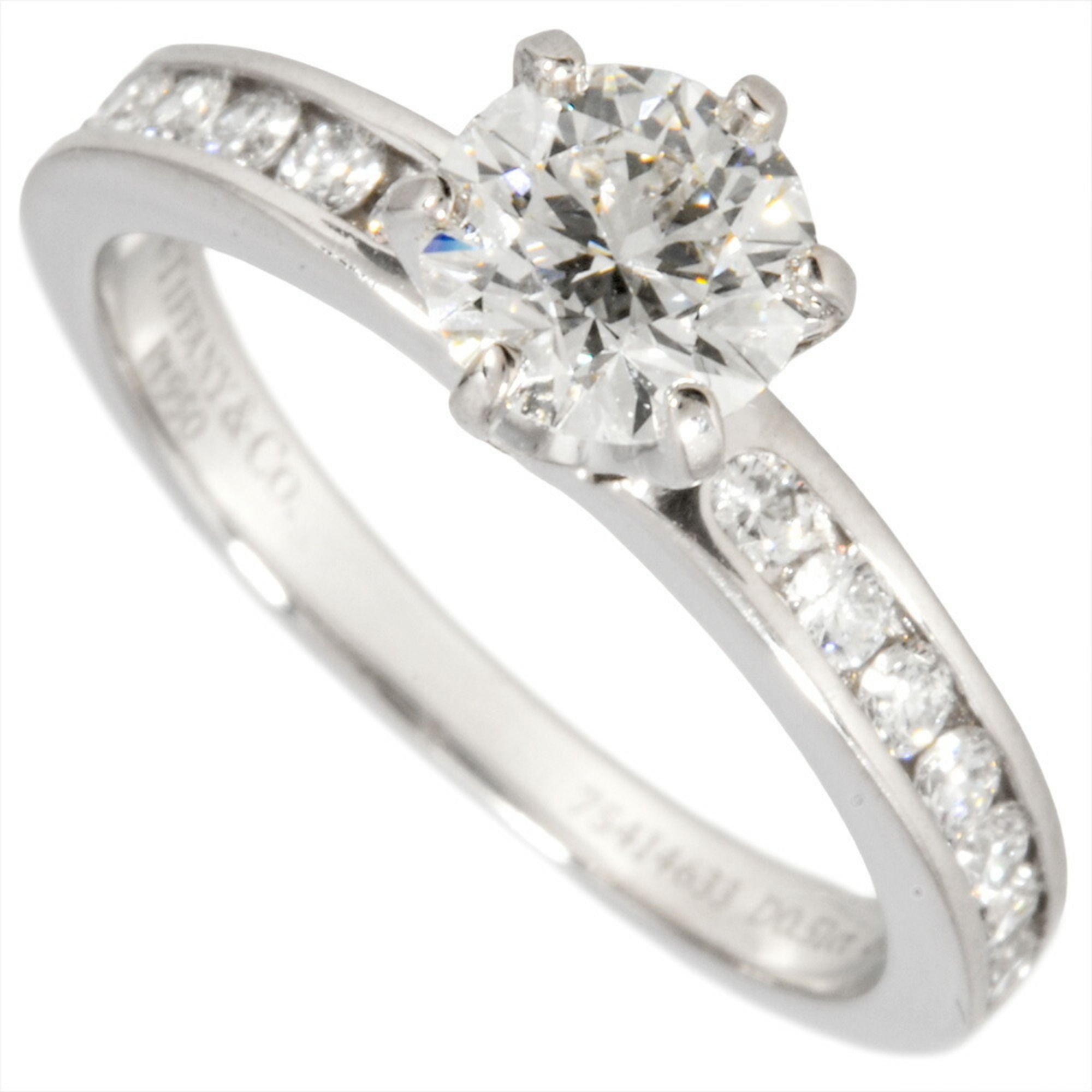 Tiffany & Co. Solitaire Half Eternity Ring Diamond 0.51ct Approximately Size 6.5 Pt950 3.7g Platinum