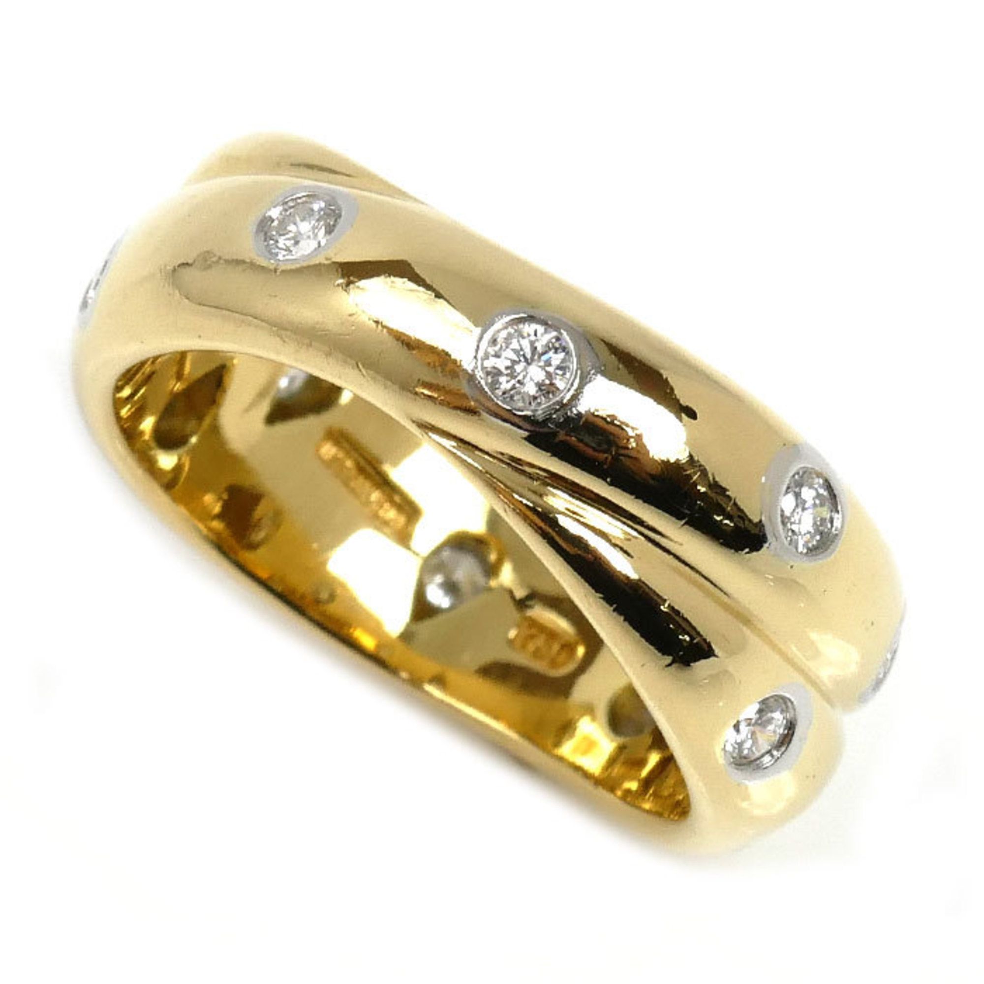 TIFFANY & Co. 18KYG/Pt950 Dots Ring with Diamonds, Size 10, 8.6g, Women's