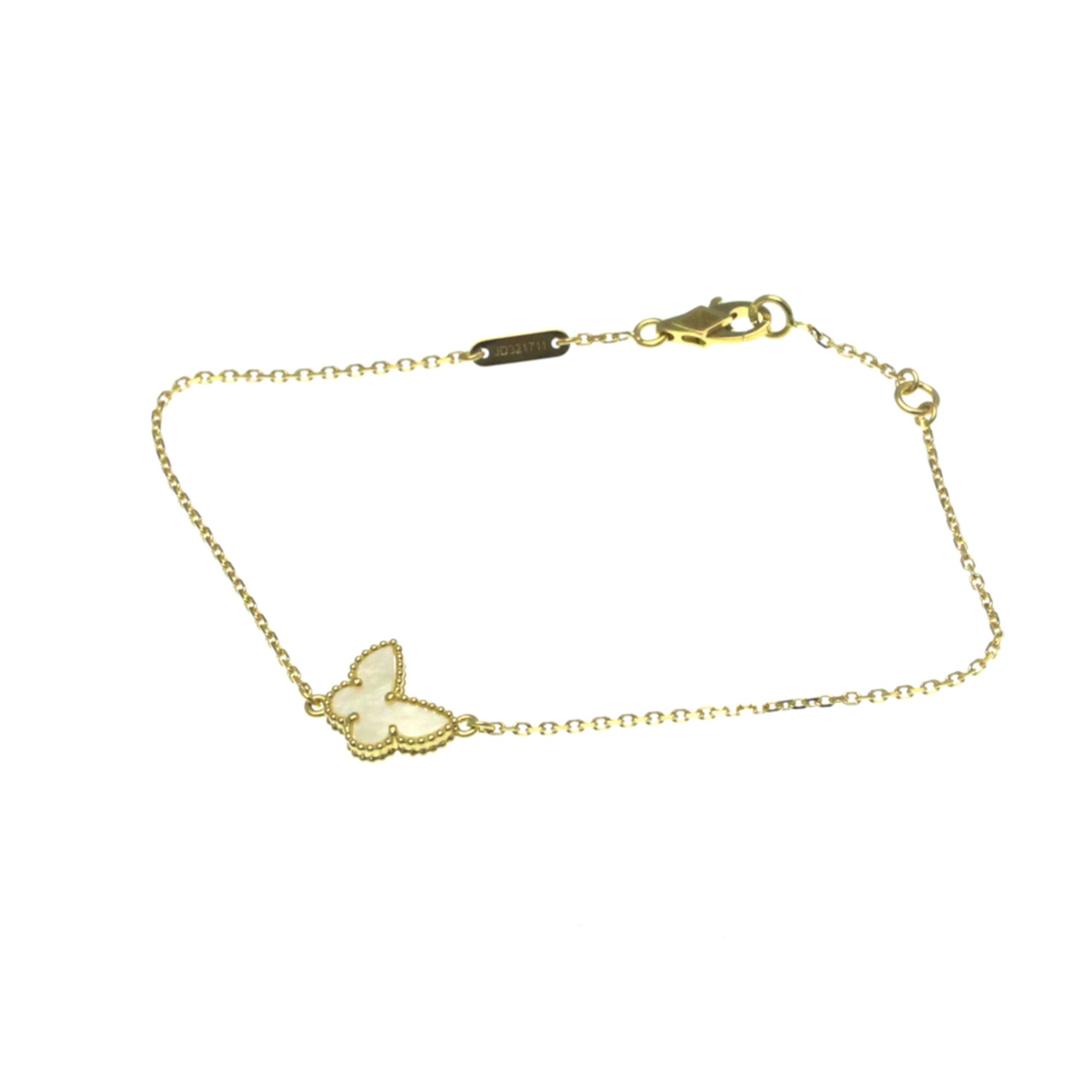 Van Cleef & Arpels Sweet Alhambra Papillon Bracelet Yellow Gold (18K) Mother Of Pearl Charm Bracelet
