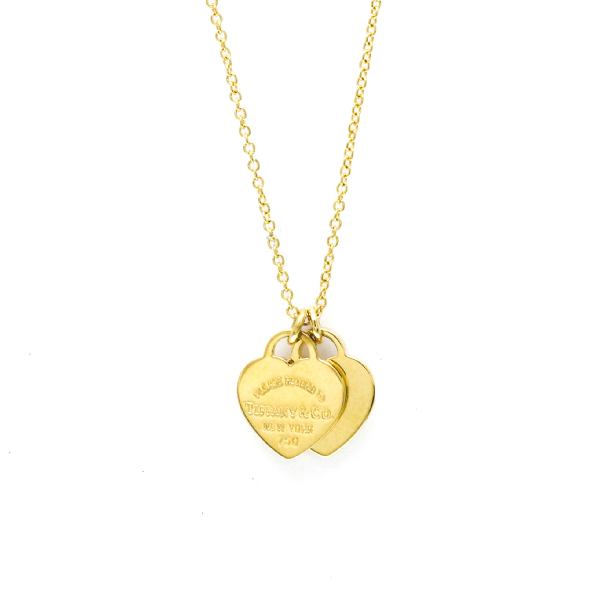 Tiffany Return To Tiffany Double Heart Tag Yellow Gold (18K) No Stone Men,Women Fashion Pendant Neck