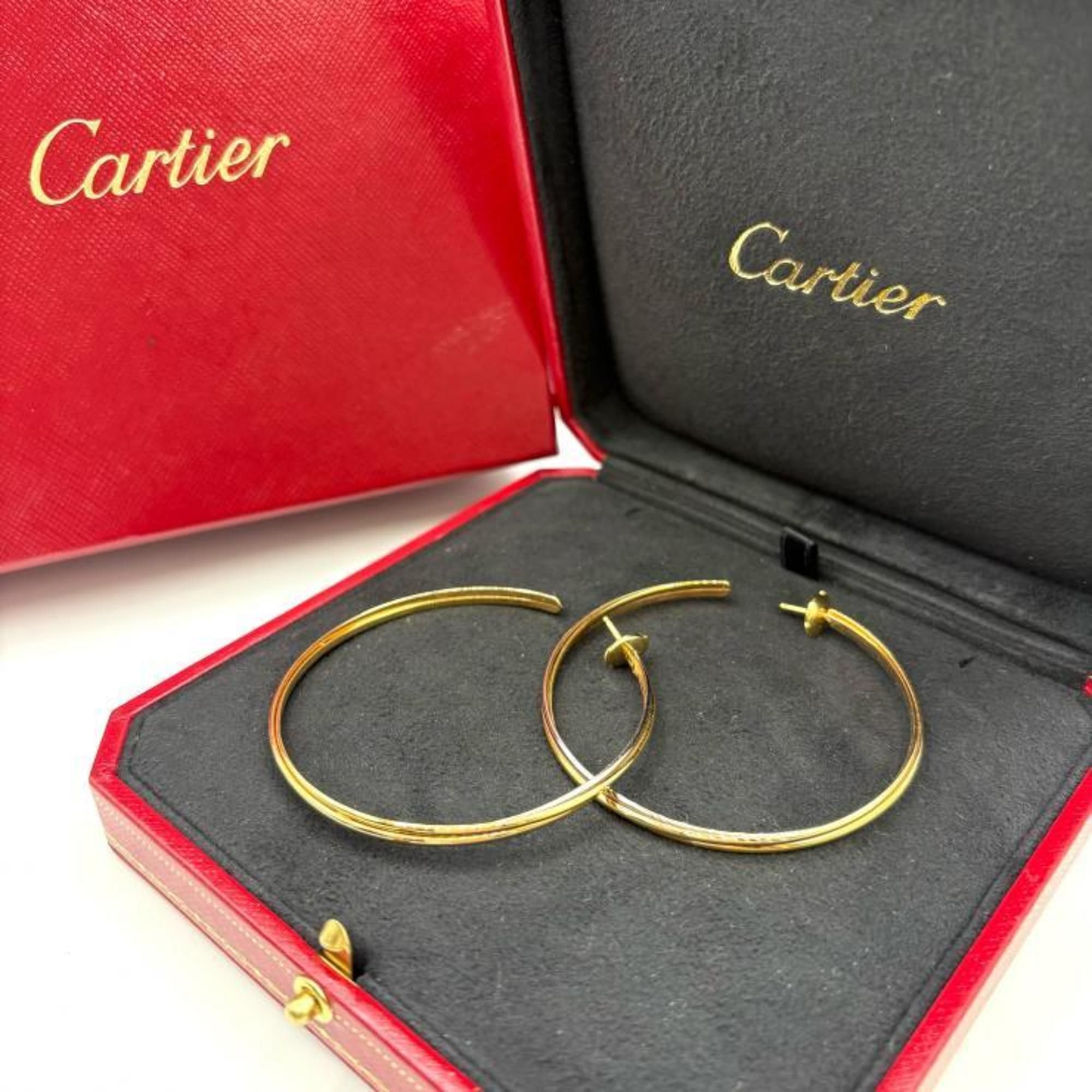 Cartier 750 Trinity Hoop Earrings, Three-Color, 18K Gold, White Gold