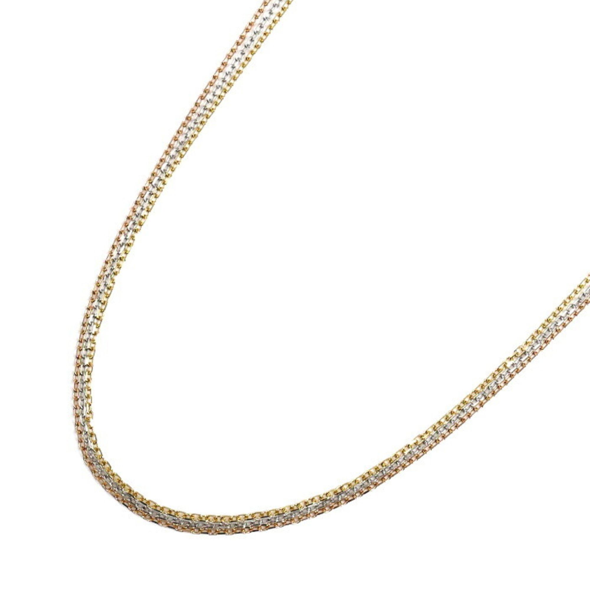 CARTIER 18K Yellow Gold/Pink Gold/White Trinity Chain Necklace B7058800 10.8g 55cm Women's