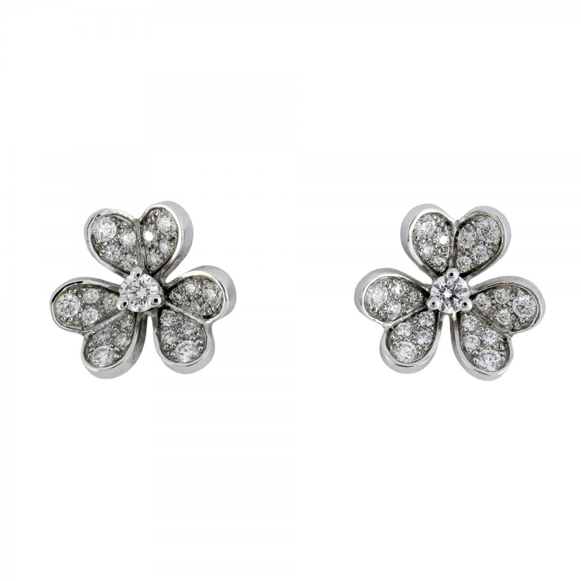 Van Cleef & Arpels Frivole Mini Earrings in 18K White Gold with Diamonds for Women