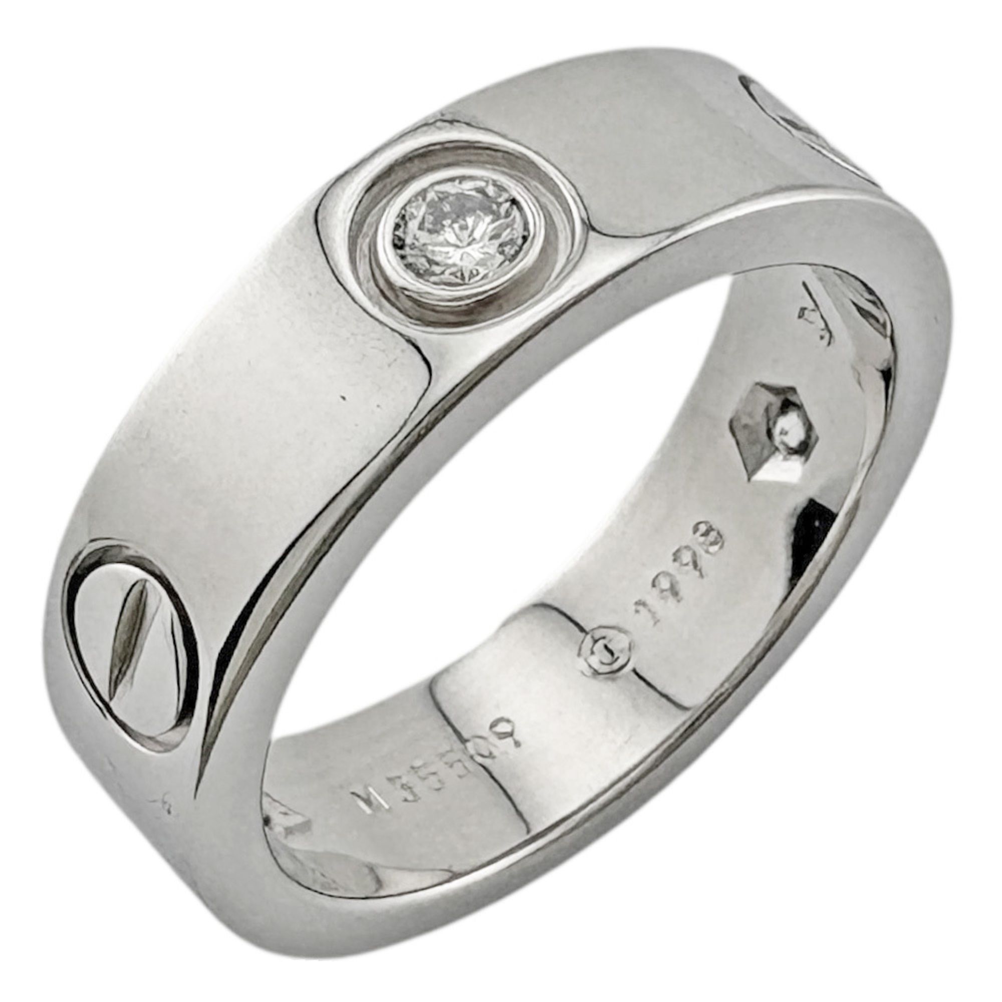 Cartier Love Half Diamond Ring, 18k Gold, Diamond, Women's, Pre-owned
