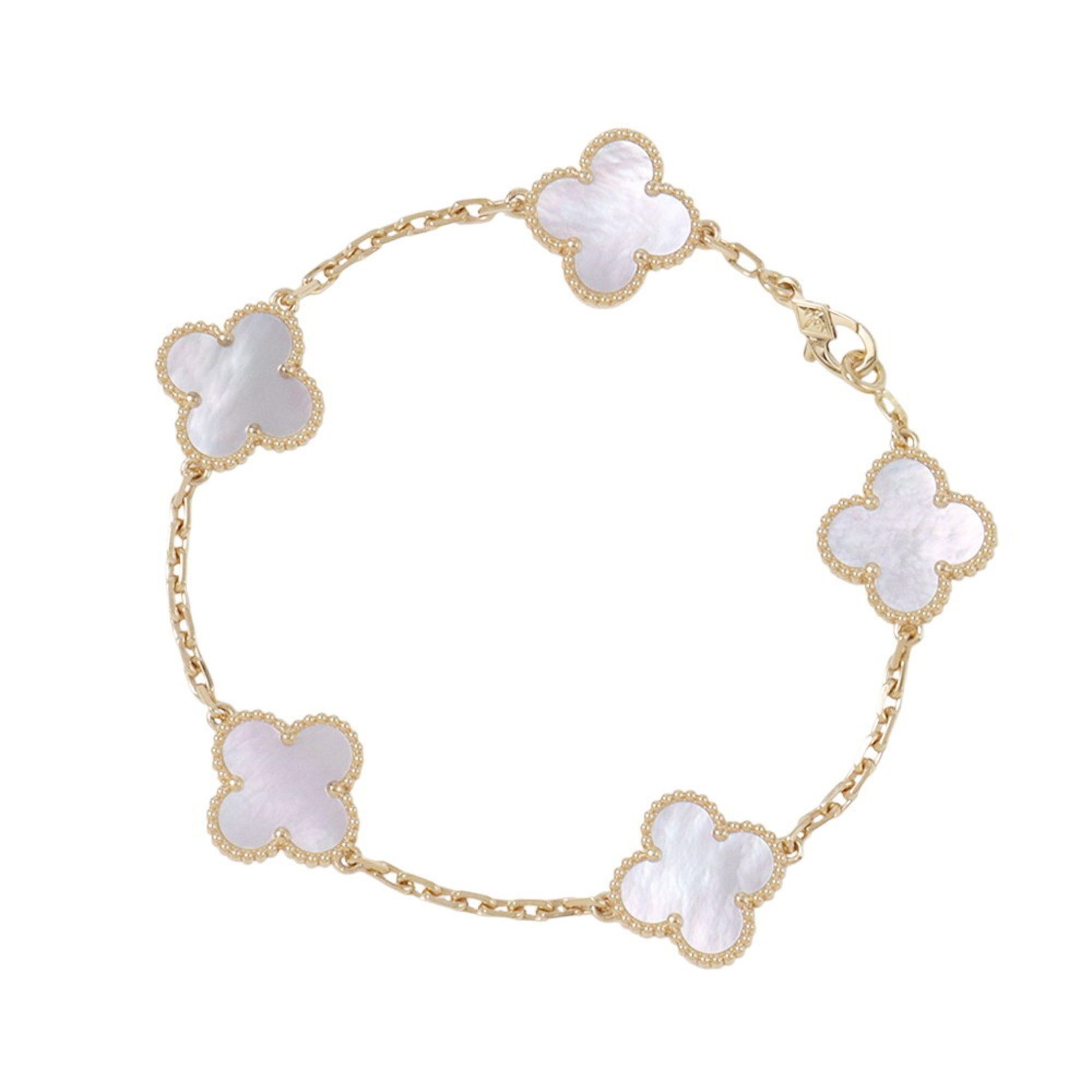 Van Cleef & Arpels Alhambra 5-Motif Bracelet in 18K Yellow Gold with Mother-of-Pearl Design (VCARA41