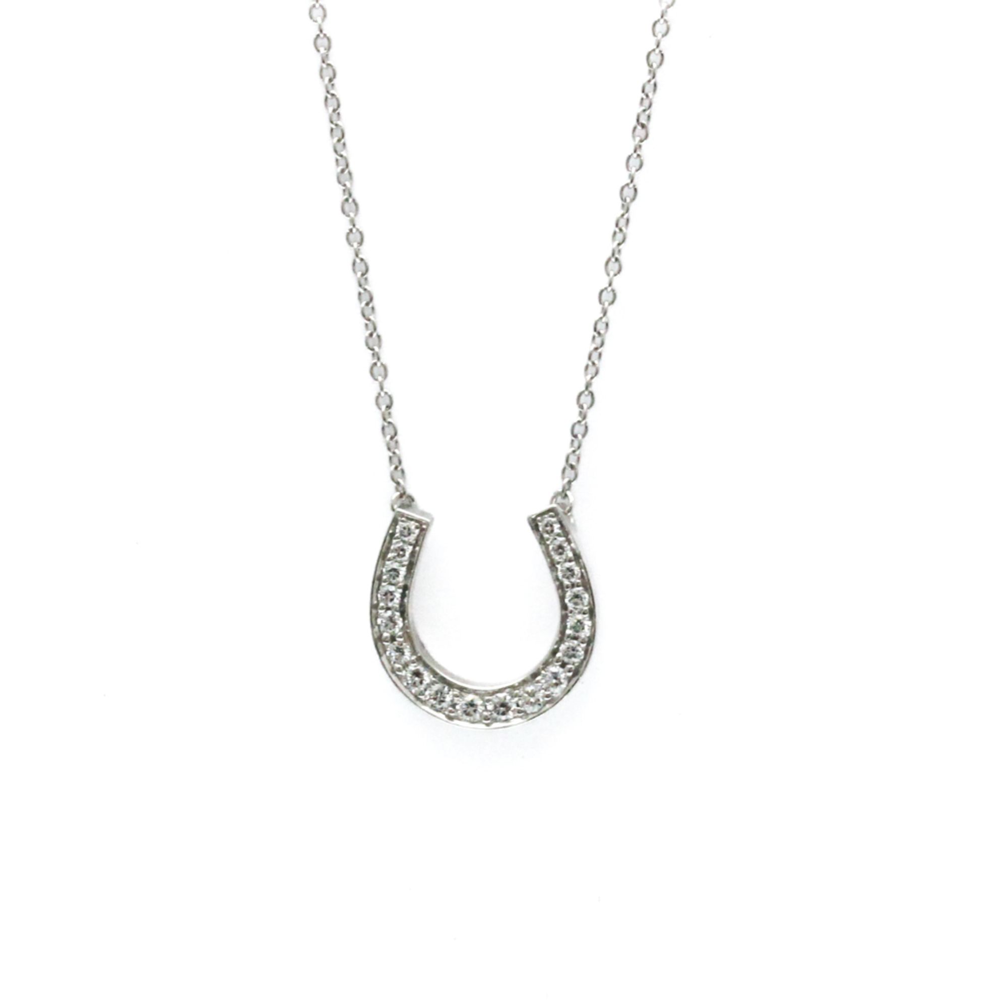 Tiffany Horseshoe Diamond Necklace Platinum Diamond Women,Men Fashion Pendant Necklace (Silver)