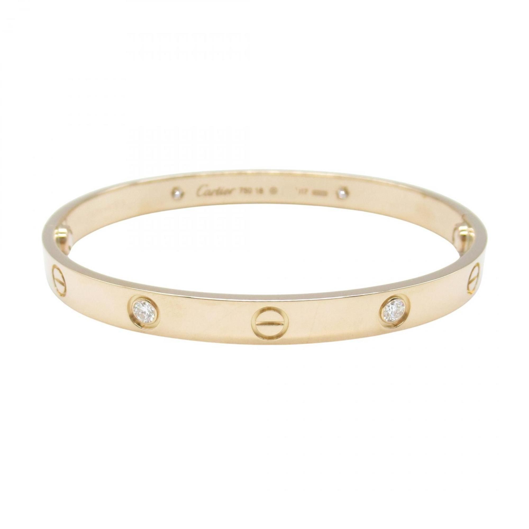 Cartier Love Bracelet 4PD in 18K Pink Gold with Diamonds, Women's, and Clear, B6069917