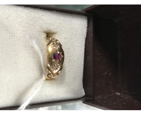 15 CT GOLD RUBY & DIAMOND RING