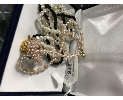 2 PEARL NECKLACES