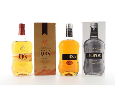 2 BOTTLES OF JURA 10 YEAR OLD ISLAND SINGLE MALT  Each 40% ABV / 70cl  Qty: 2  With deer outnumbering people by around 25 to 