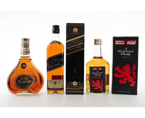 JOHNNIE WALKER SWING SUPERIOR 75CL, 12 YEAR OLD BLACK LABEL AND AUCHENTOSHAN "A REAL SCOTCH WHISKY" BLENDED WHISKY AND SINGLE