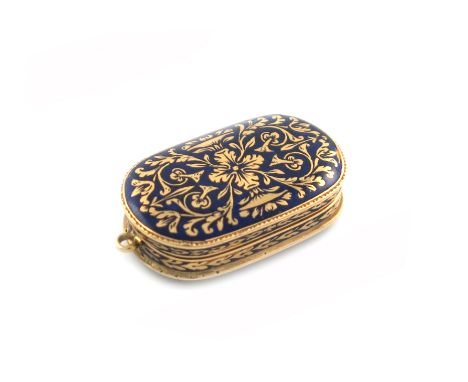 An early 19th century French gold and enamel vinaigrette, by Christian Petchler, Paris 1819-1838, rounded rectangular form, w