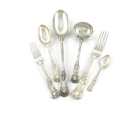 A collection of King's and Queen's pattern flatware, various dates and makers, comprising Kings pattern: twelve dessert spoon