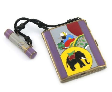 A silver-gilt and enamel minaudiere, with import marks for London 1926, importer's mark of George Stockwell, rectangular form