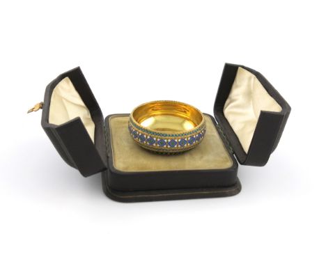 A late 19th century Russian silver-gilt and enamel salt cellar, by Ovchinnikov, Moscow circa 1890, assay master Victor Savins