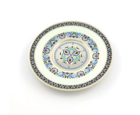 A late 19th century Russian silver and enamel plate, by Khlebnikov, Moscow, circa 1896, circular form, the centre with vari-c