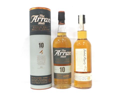 TWO ARRAN DISTILLERS BOTTLINGSA pair of bottles created by Isle of Arran Distillers.  Arran 10 Year Old Single Malt Scotch Wh