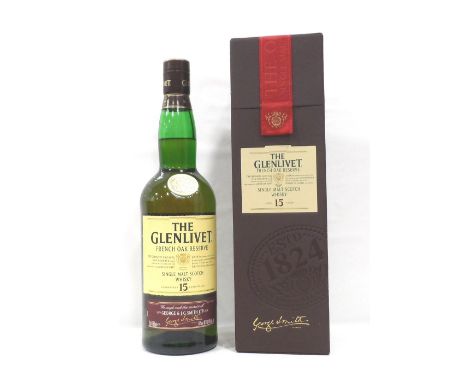 THE GLENLIVET 15YO FRENCH OAK RESERVEA nicely presented bottle of The Glenlivet 15 Year Old French Oak Reserve Single Malt Sc
